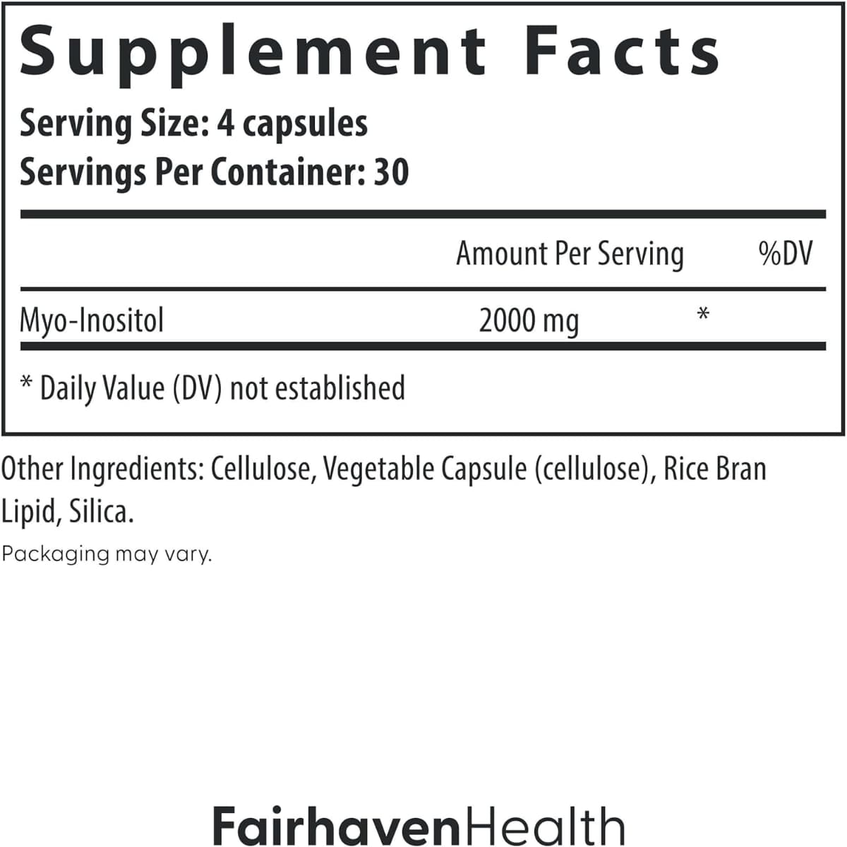 Fairhaven Health Myo-Inositol For Men And Womens - 120 Cápsulas