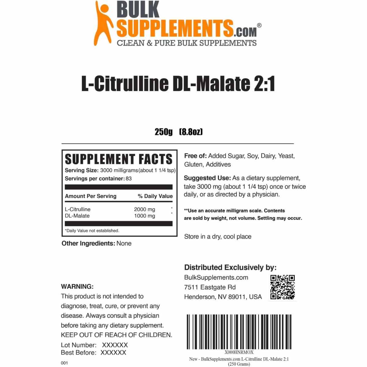 L-Citrulina L-Malato - 3000 mg - Haz Tu Pedido