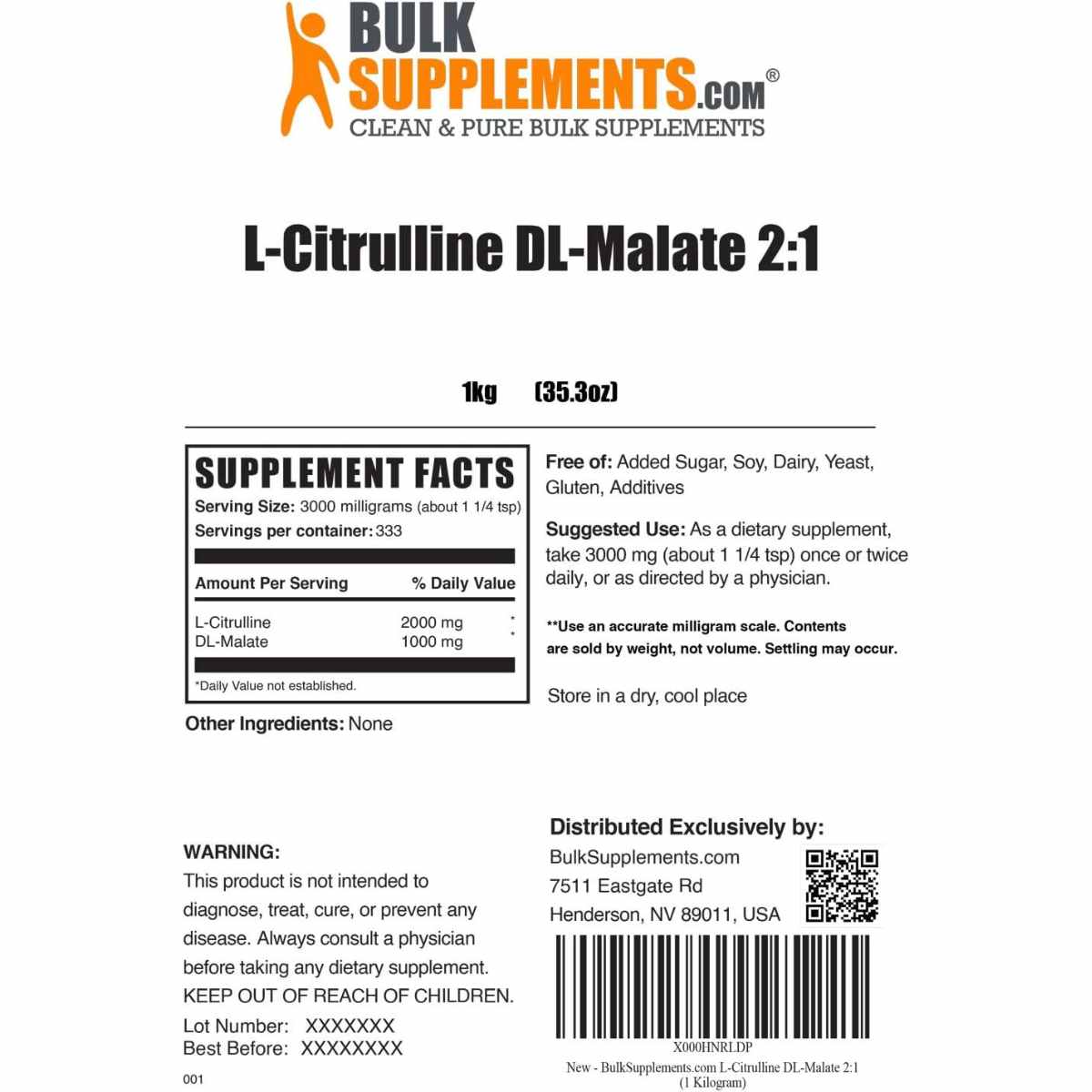 L-Citrulina L-Malato - 3000 mg - Haz Tu Pedido