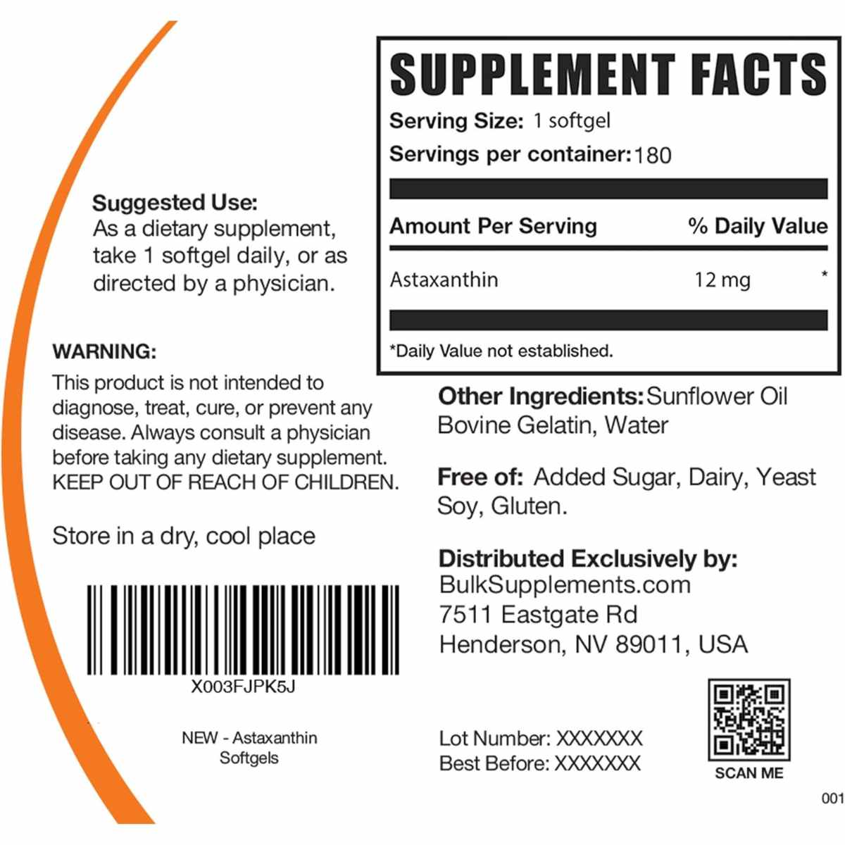 Astaxantina - 12 mg - 180 Cápsulas - Haz Tu Pedido