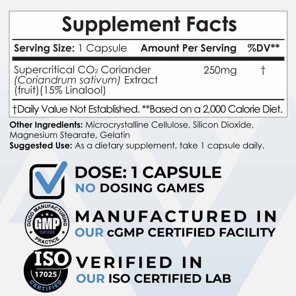 Extracto de Cilantro CO2 - 250 mg - 30 Cápsulas - Haz Tu Pedido