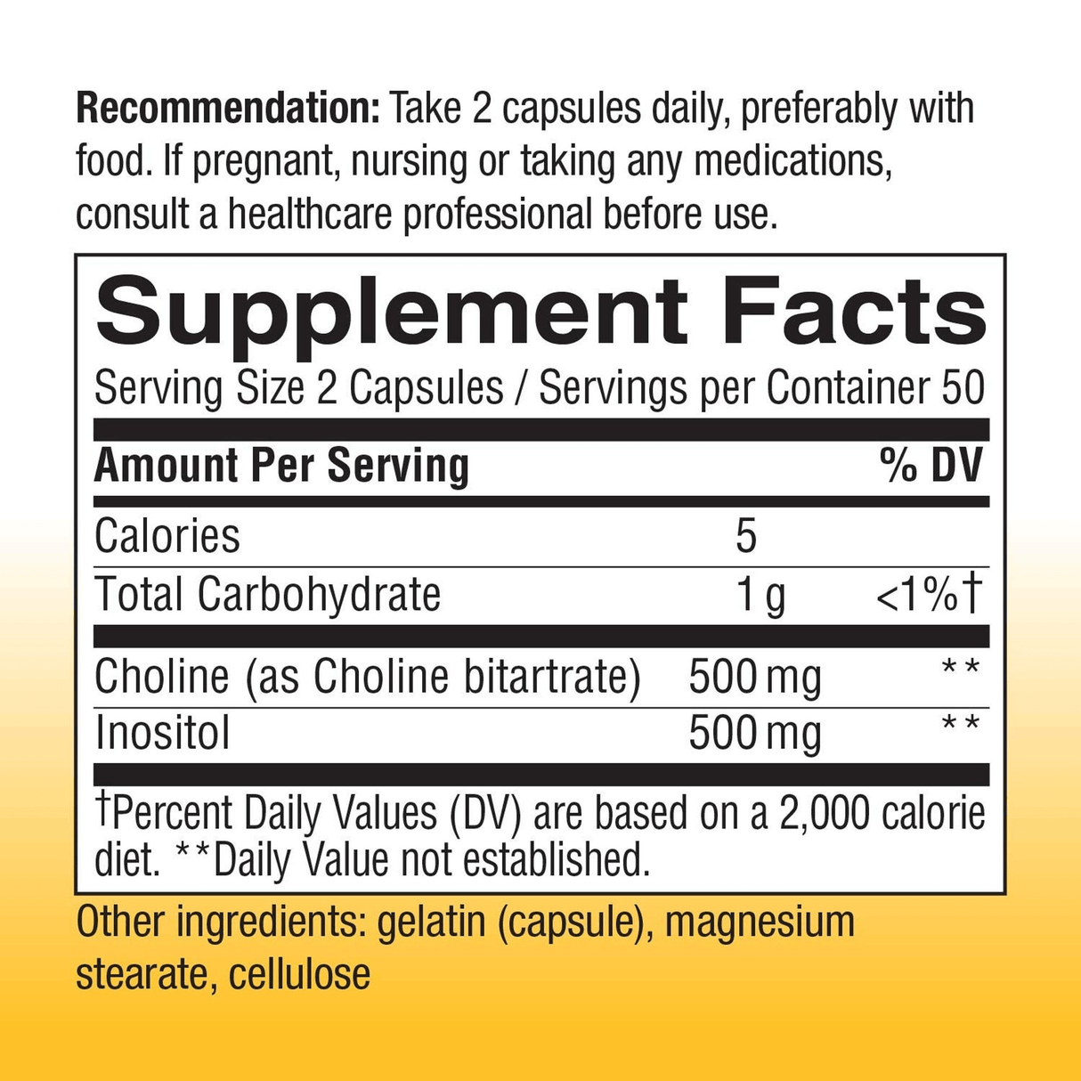Natures Way Choline and Inositol - 100 Cápsulas - Haz Tu Pedido