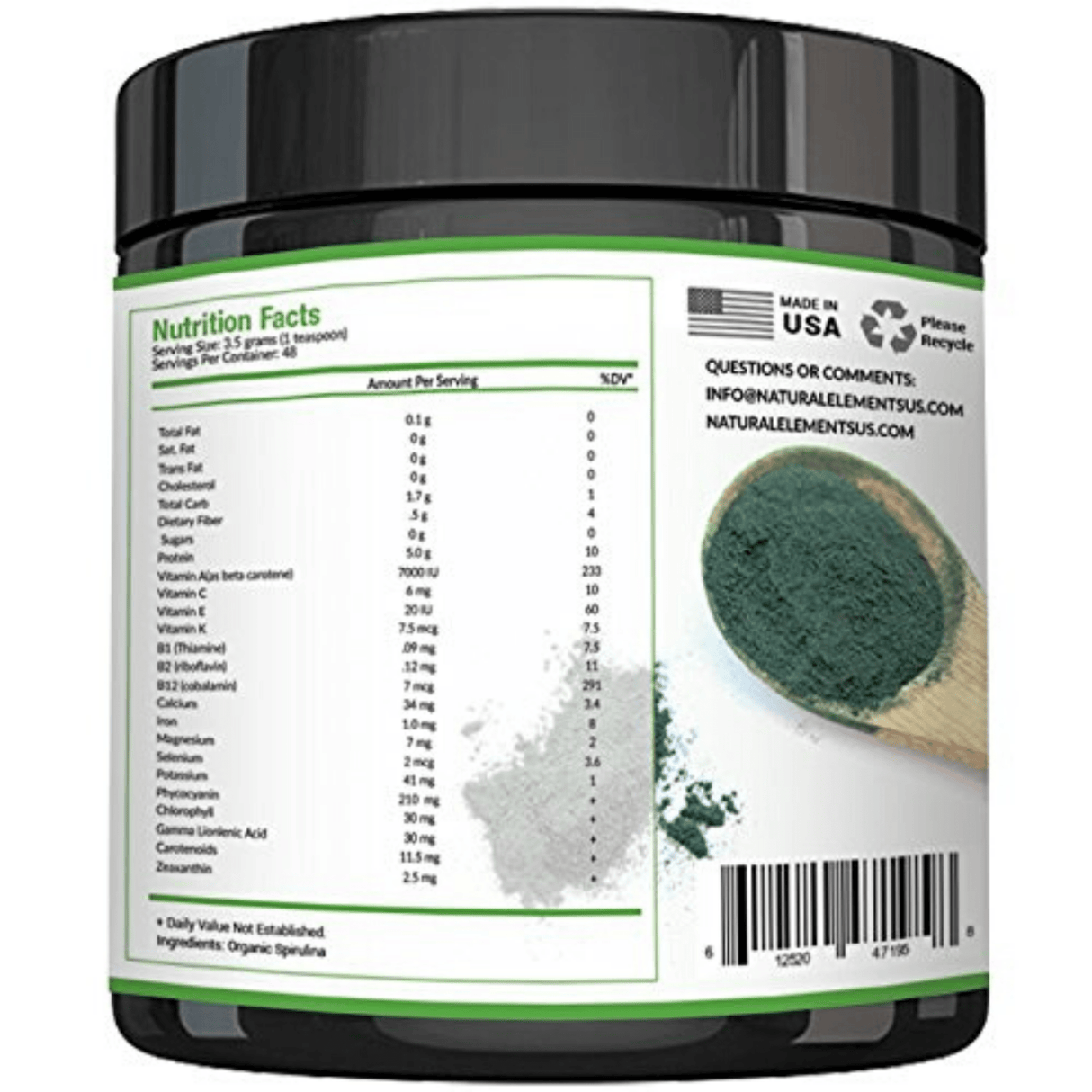 Natural Elements Spirulina Superfood Powder - 168 g - Haz Tu Pedido