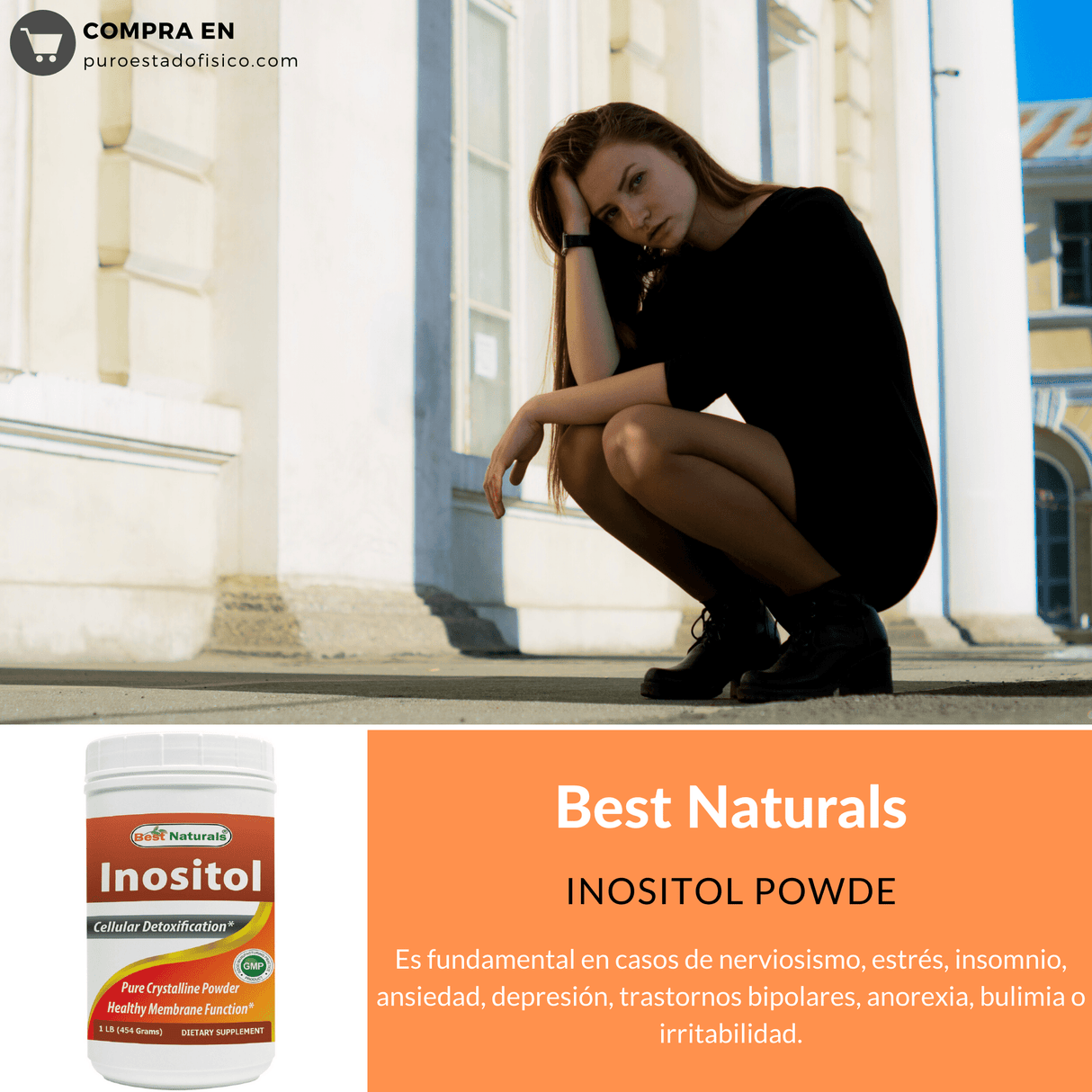 Best Naturals Inositol Powder - 1 lb - Desintoxicacion Soporte Celular - Haz Tu Pedido