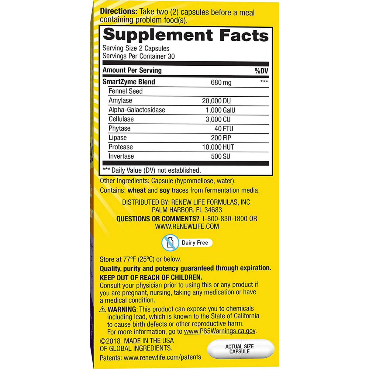 Renew Life Gas Stop Enzyme Formula - 60 Cápsulas Veganas - Haz Tu Pedido