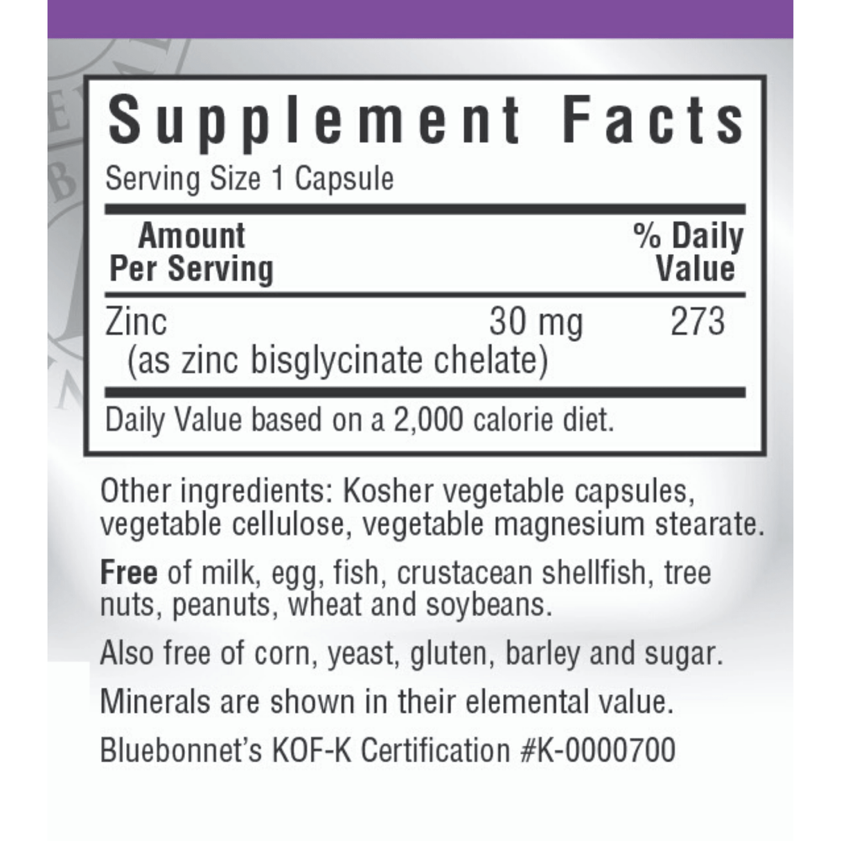 Bluebonnet Chelated Zinc - 90 Cápsulas De Origen Vegetal - Haz Tu Pedido