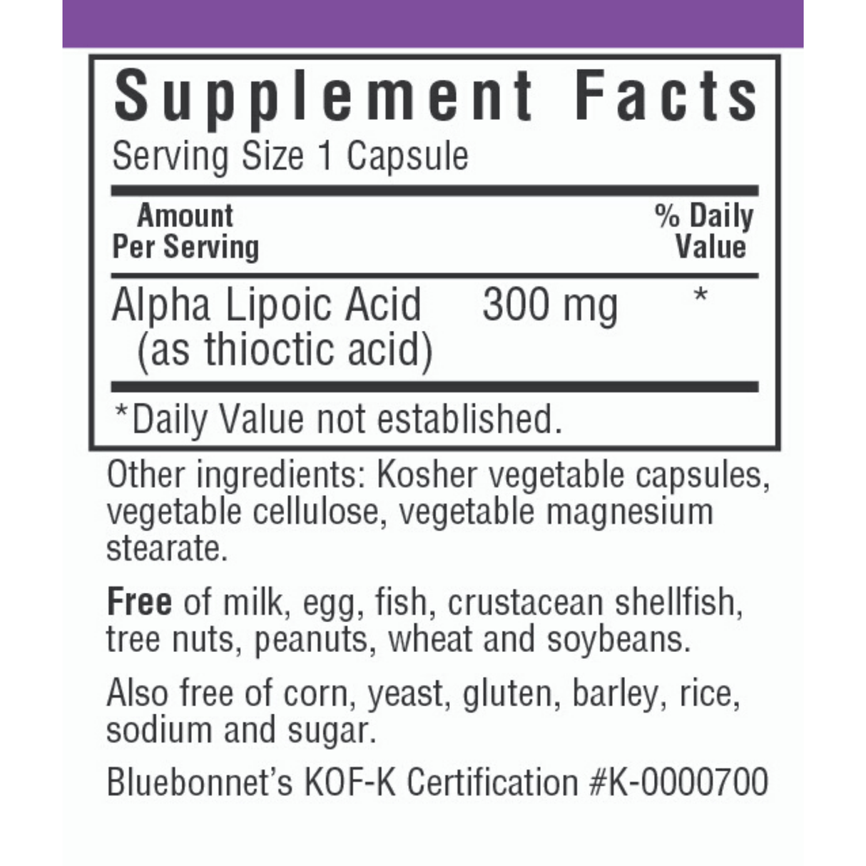 Bluebonnet Alpha Lipoic Acid 300 mg - Vegetable Capsules - Haz Tu Pedido