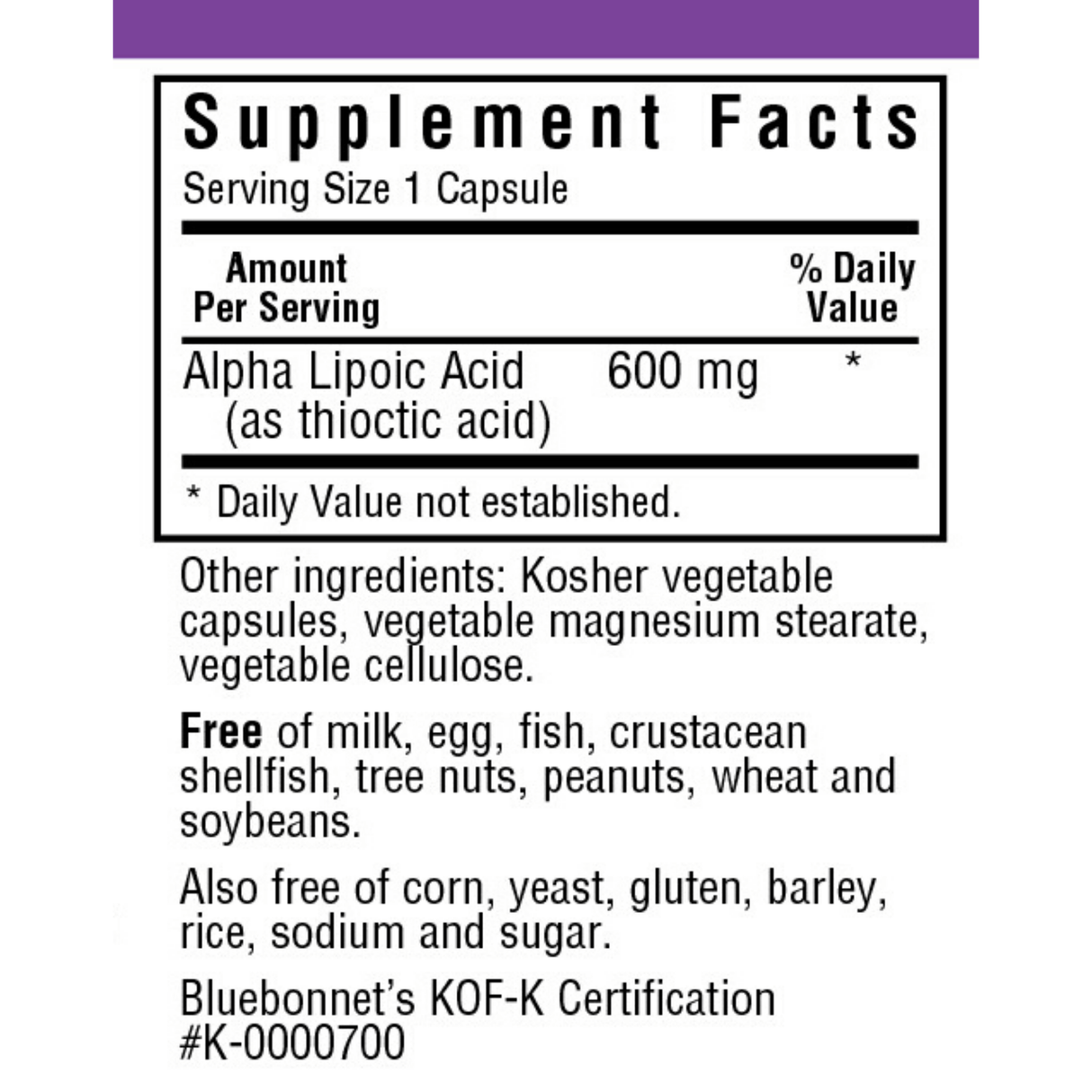 Bluebonnet Alpha Lipoic Acid 600 mg - Vegetable Capsules - Haz Tu Pedido