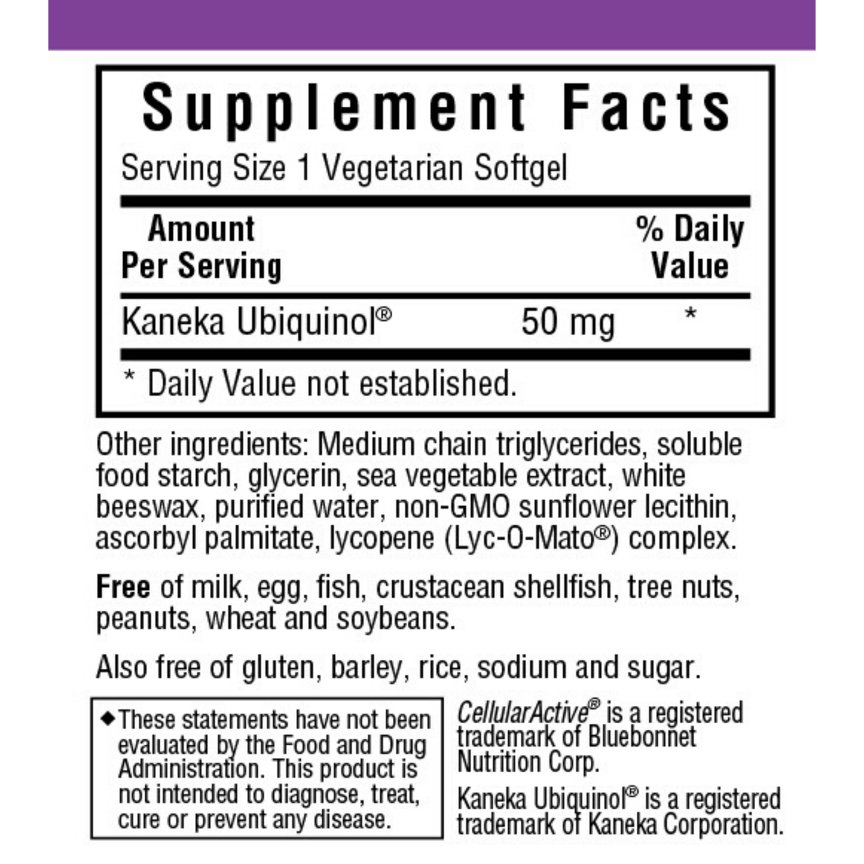 Bluebonnet CellularActive CoQ10 Ubiquinol - 50 mg - Vegetarian Softgels - Haz Tu Pedido