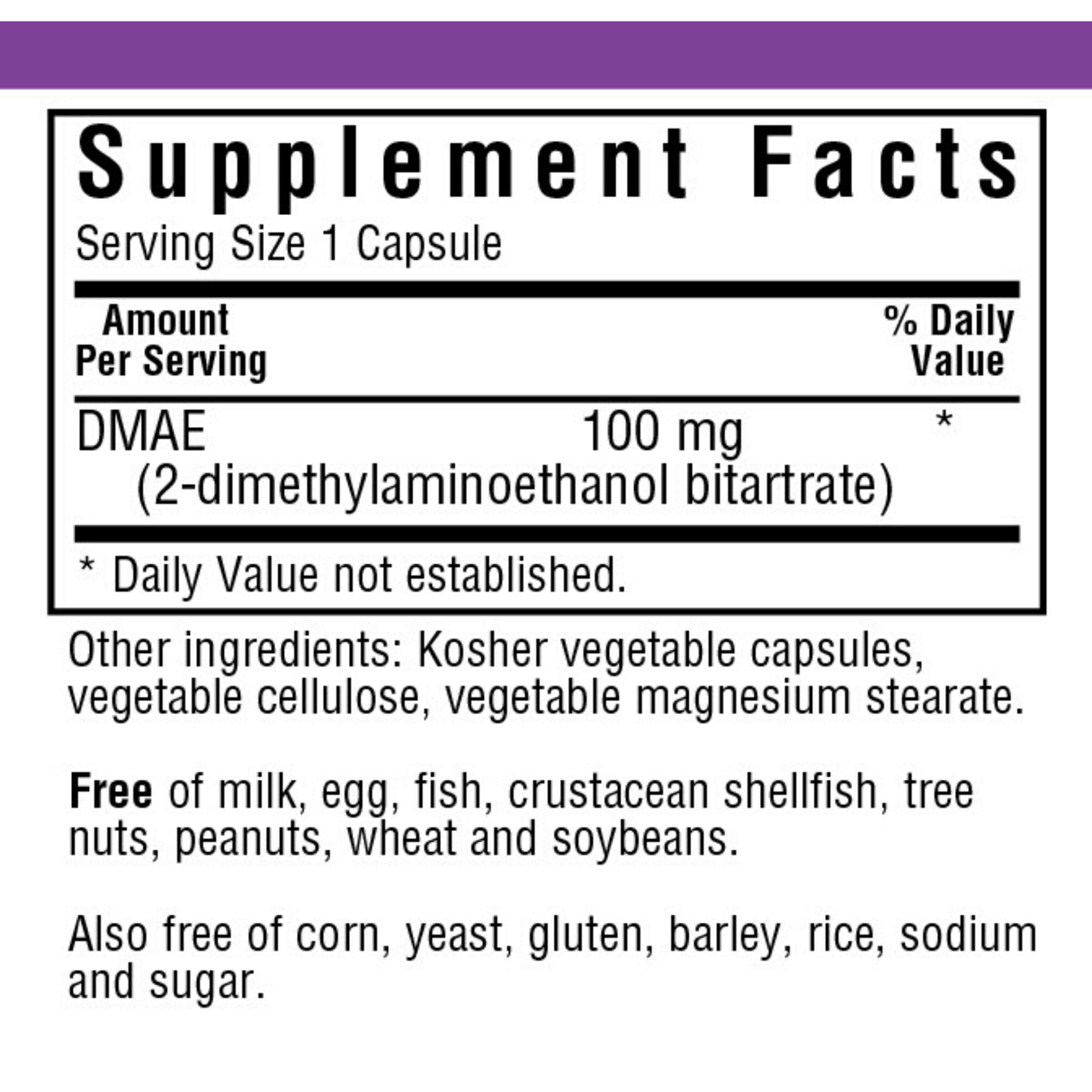 Bluebonnet DMAE - 100 mg - 100 Cápsulas De Origen Vegetal - Haz Tu Pedido