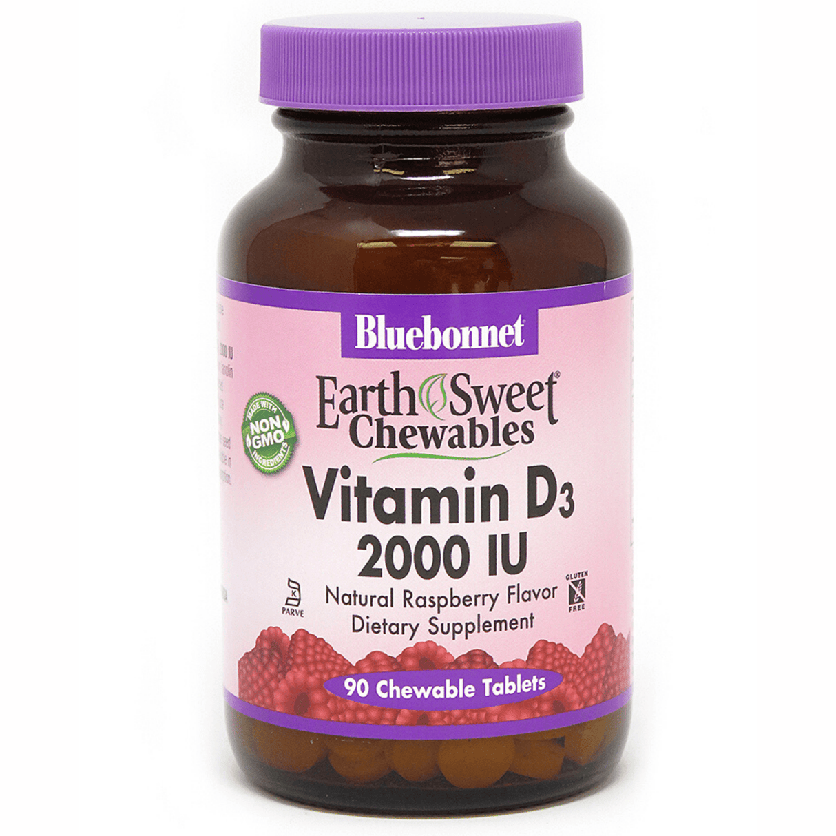 Bluebonnet EarthSweet Chewables Vitamin D3 - 2000 IU - 90 Tabletas Masticable - Frambuesa - Haz Tu Pedido