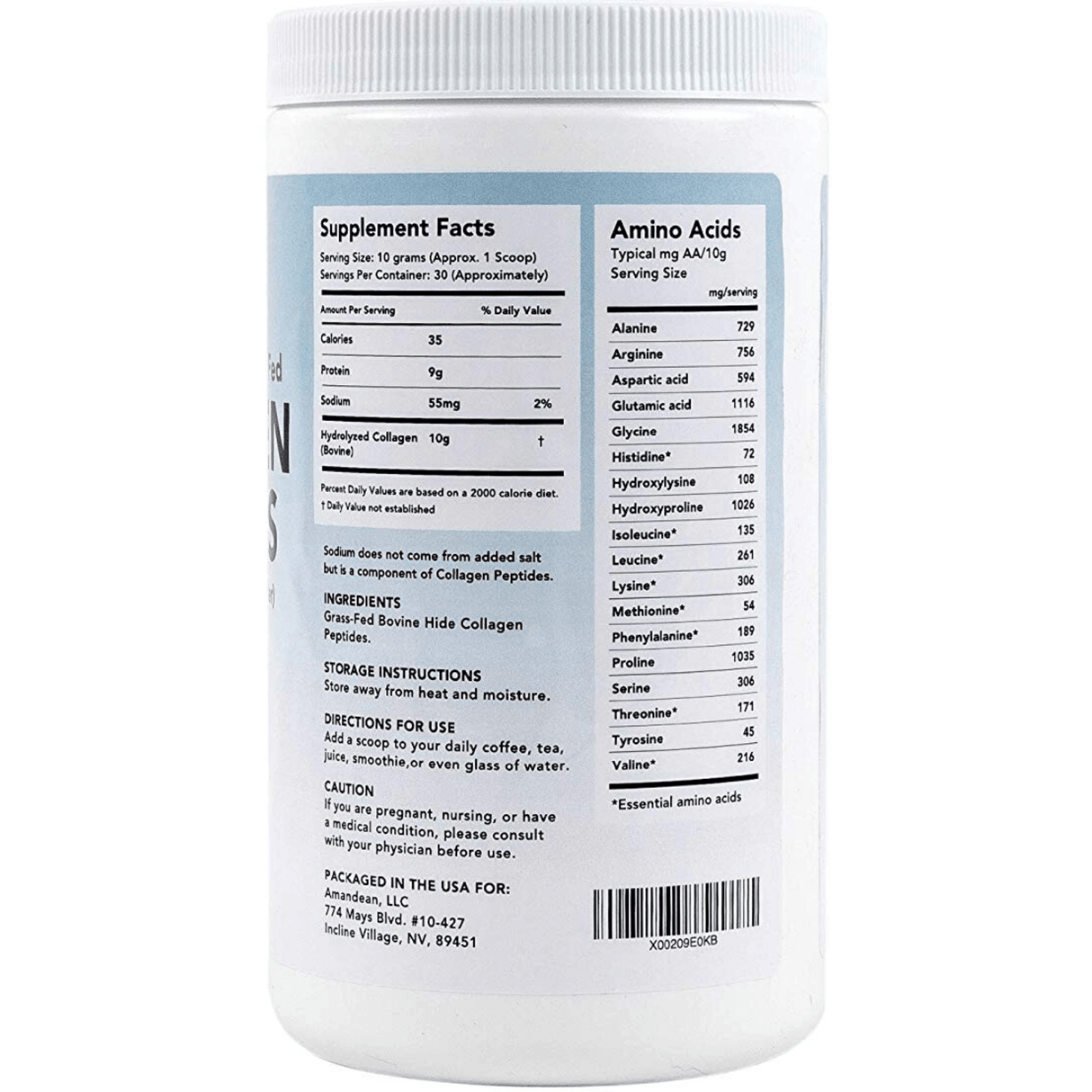 Amandean Collagen Peptides - Sin Sabor - Polvo - Haz Tu Pedido