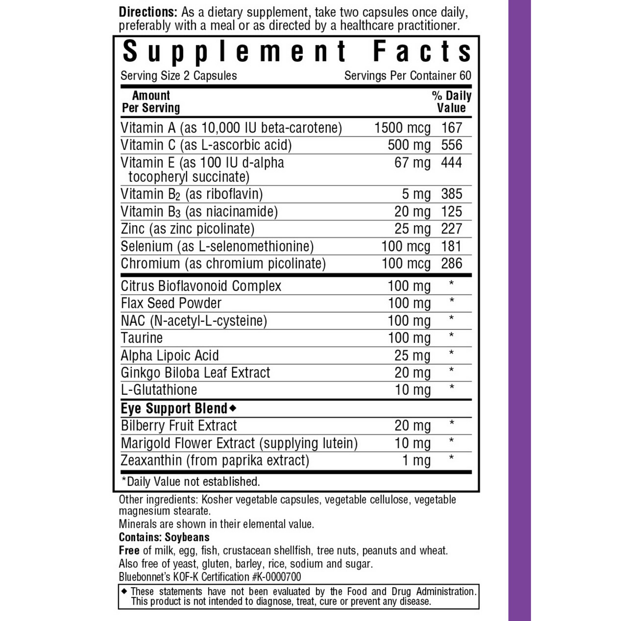 Bluebonnet Eye Antioxidants with Zeaxanthin Formula - Vegetable Capsules - Haz Tu Pedido