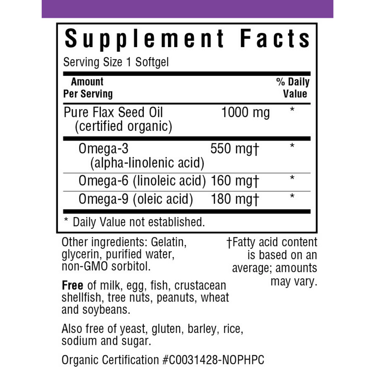 Bluebonnet Flax Seed Oil - 1000 mg - Softgels - Haz Tu Pedido