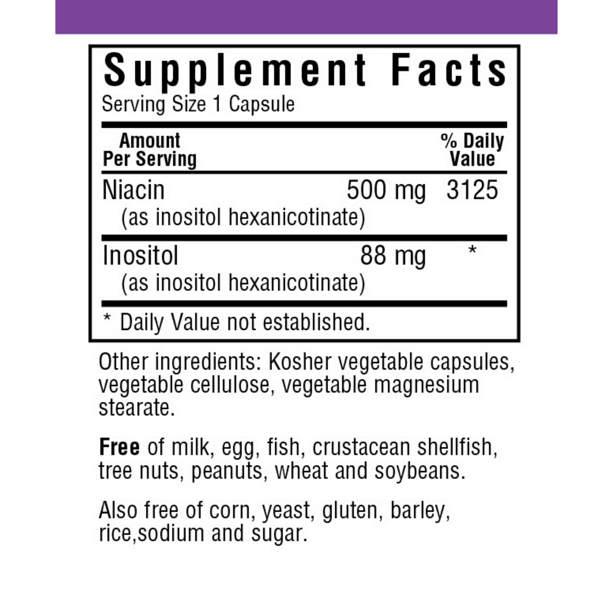 Bluebonnet Flush-Free Niacin - 500 mg - Vegetable Capsules - Haz Tu Pedido