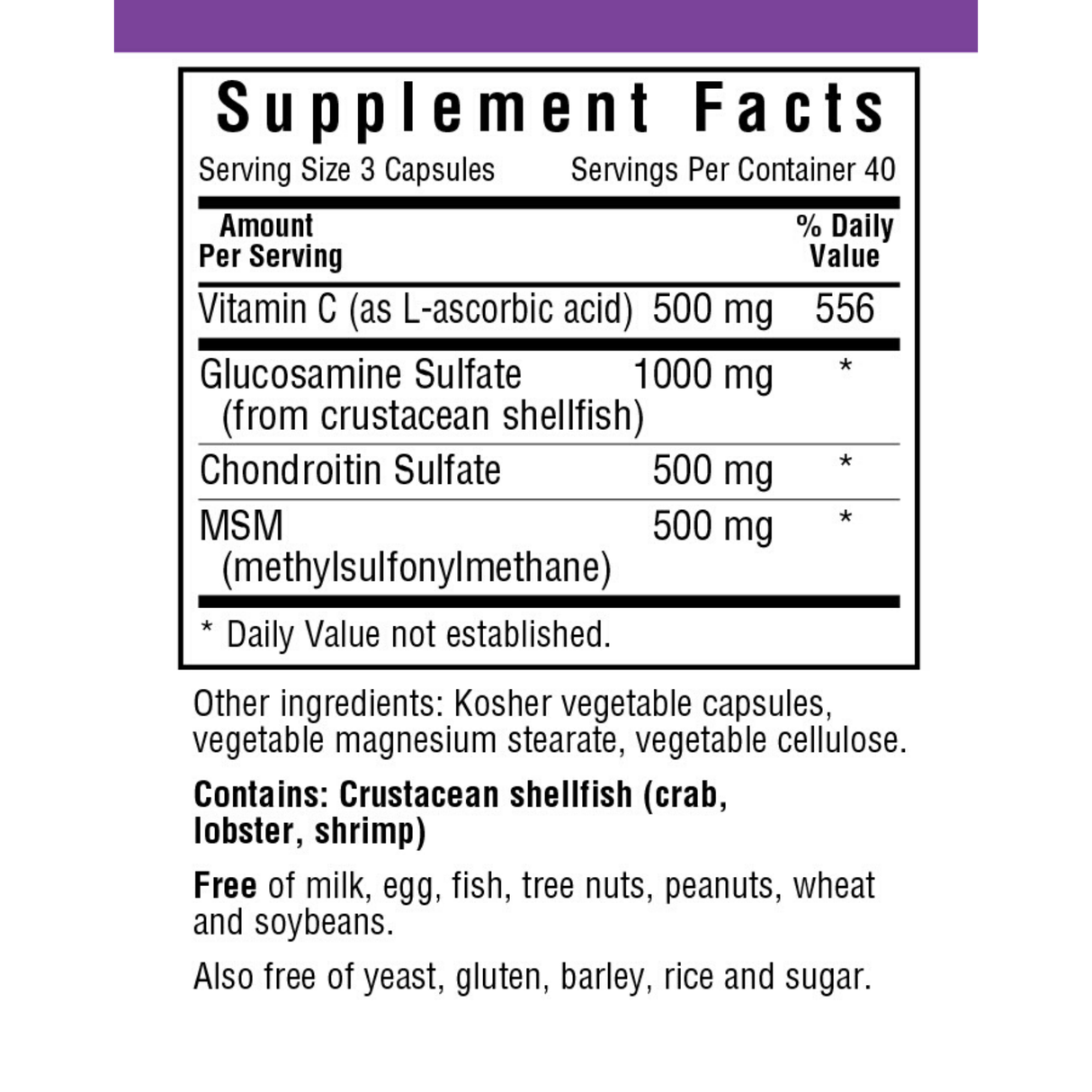Bluebonnet Glucosamine Chondroitin Plus MSM - Vegetable Capsules - Haz Tu Pedido