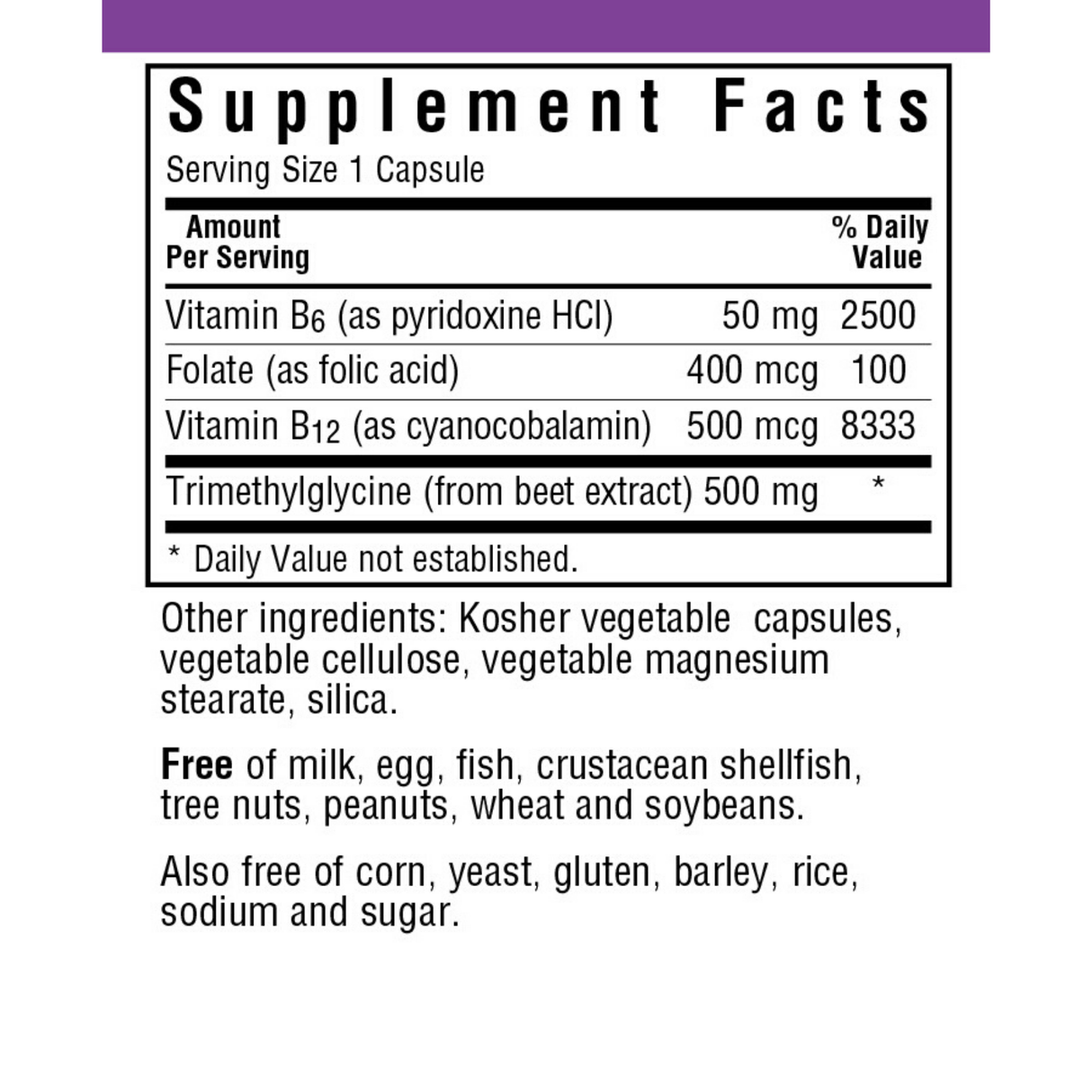 Bluebonnet Homocysteine Formula - Vegetable Capsules - Haz Tu Pedido