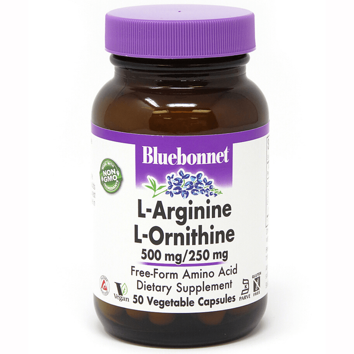 Bluebonnet L-Arginine L-Ornithine - 500 mg/250 mg - Vegetable Capsules - Haz Tu Pedido