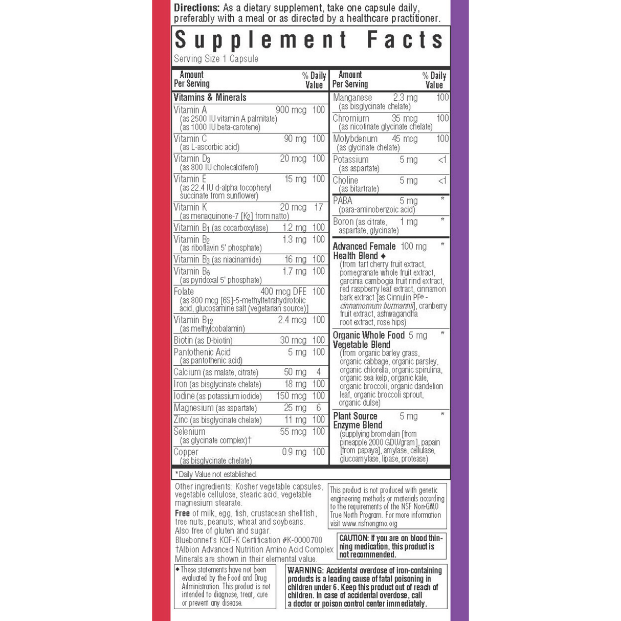 Bluebonnet Ladies ONE Whole-Food Based Multiple - Haz Tu Pedido
