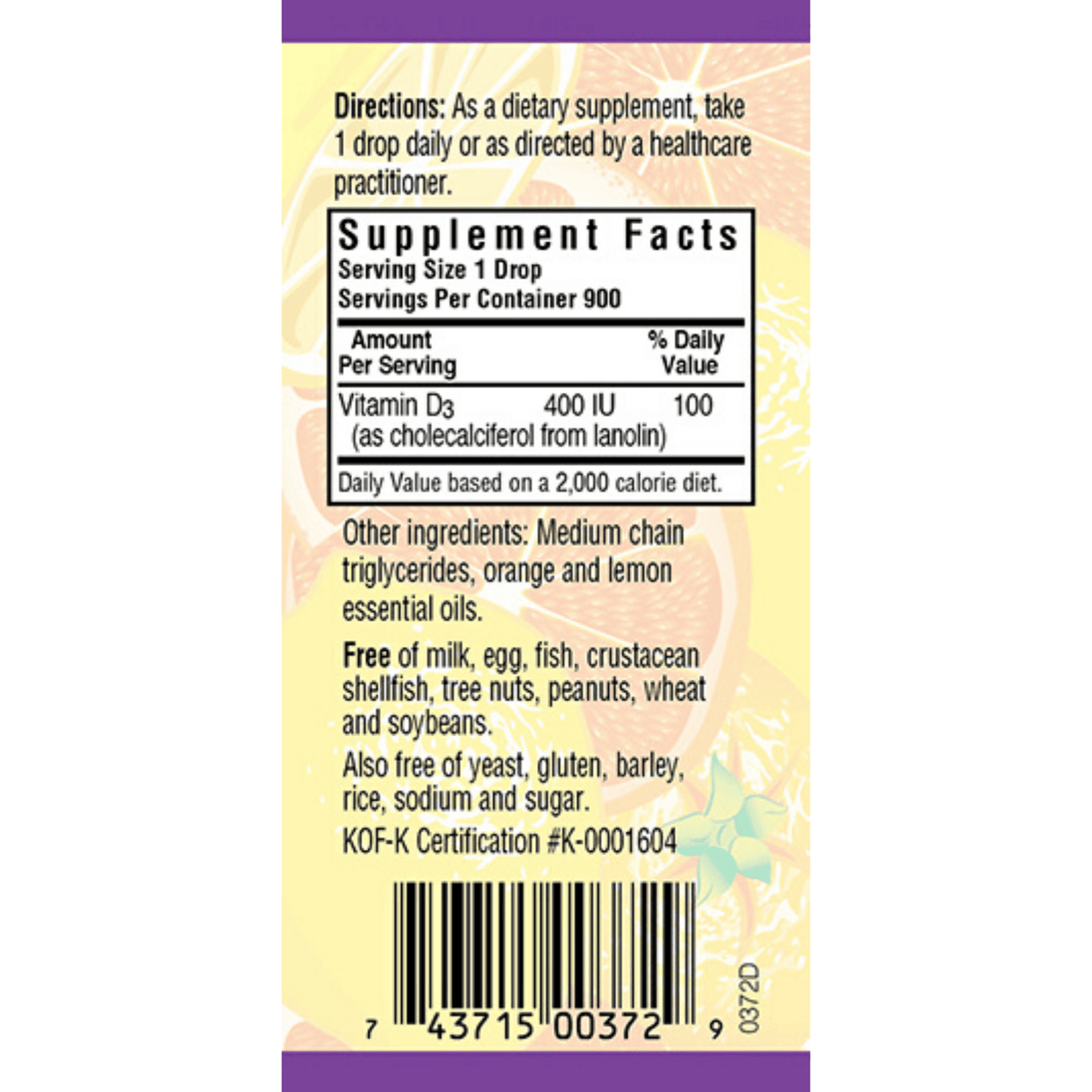 Bluebonnet Liquid Vitamin D3 Drops - 400 IU - Cítricos - 30 ml - Haz Tu Pedido