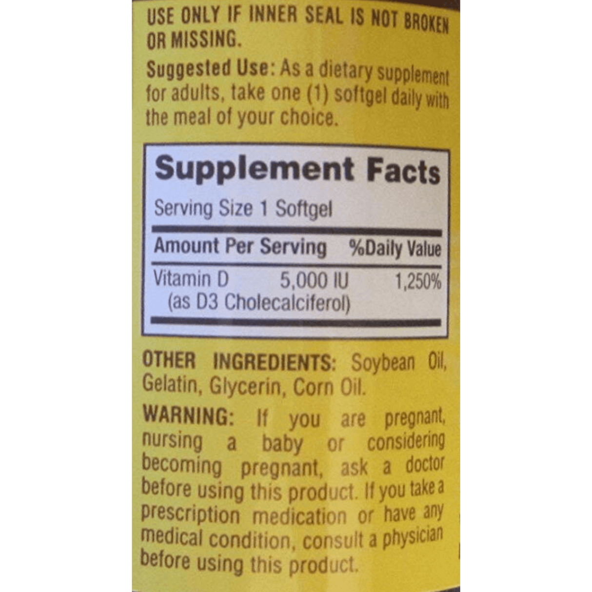 Finest Nutrition D3 Vitamin 5000 IU - 100 Cápsulas Blandas - Haz Tu Pedido