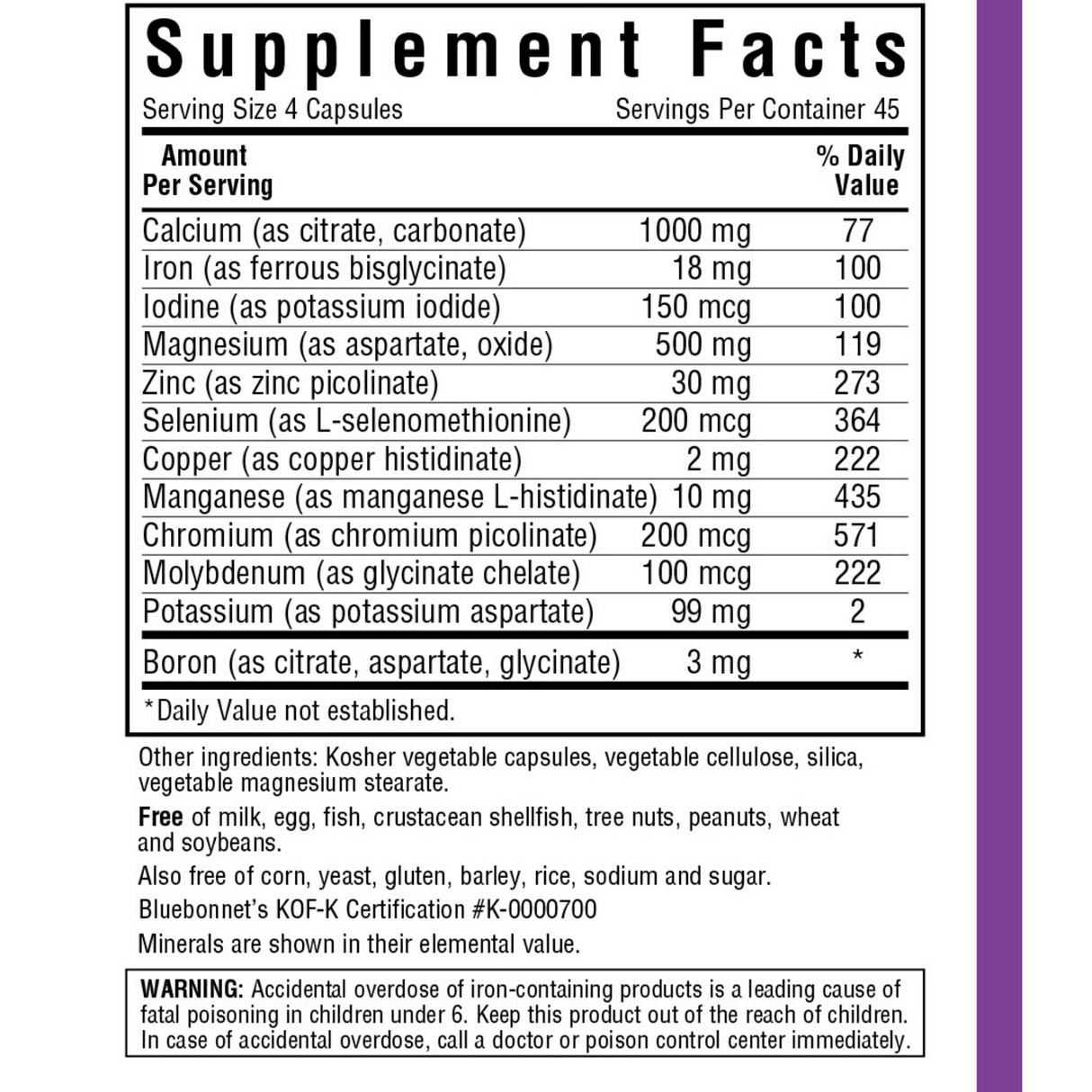 Bluebonnet Multiminerals Plus Boron - Vegetable Capsules - Haz Tu Pedido