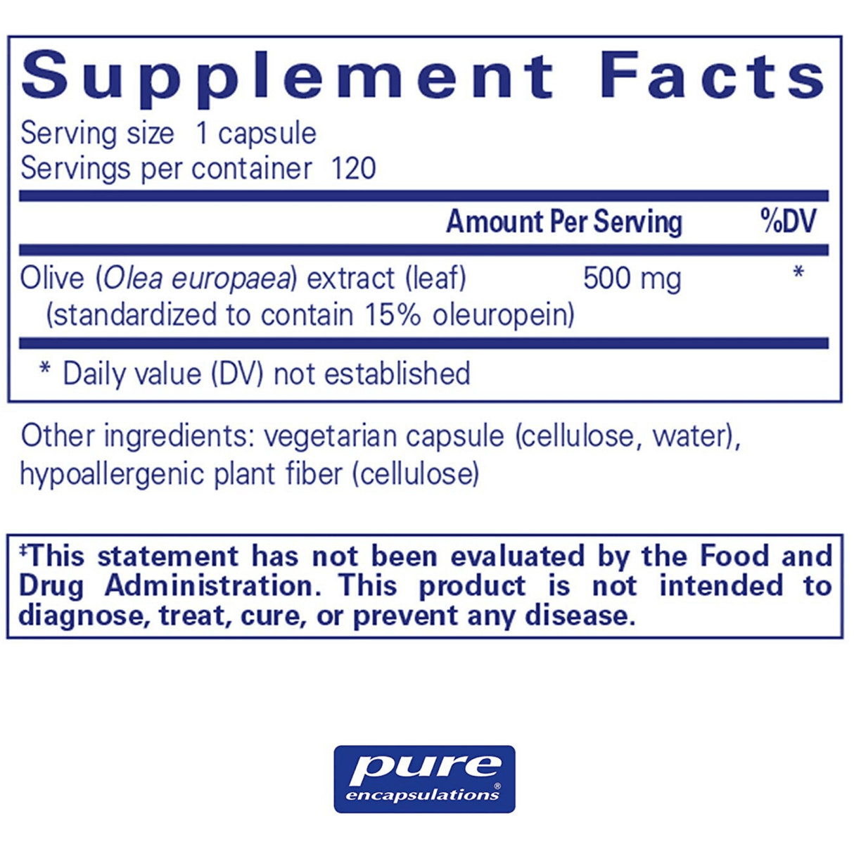 Pure Encapsulations Olive Leaf Extract - Capsules - Haz Tu Pedido