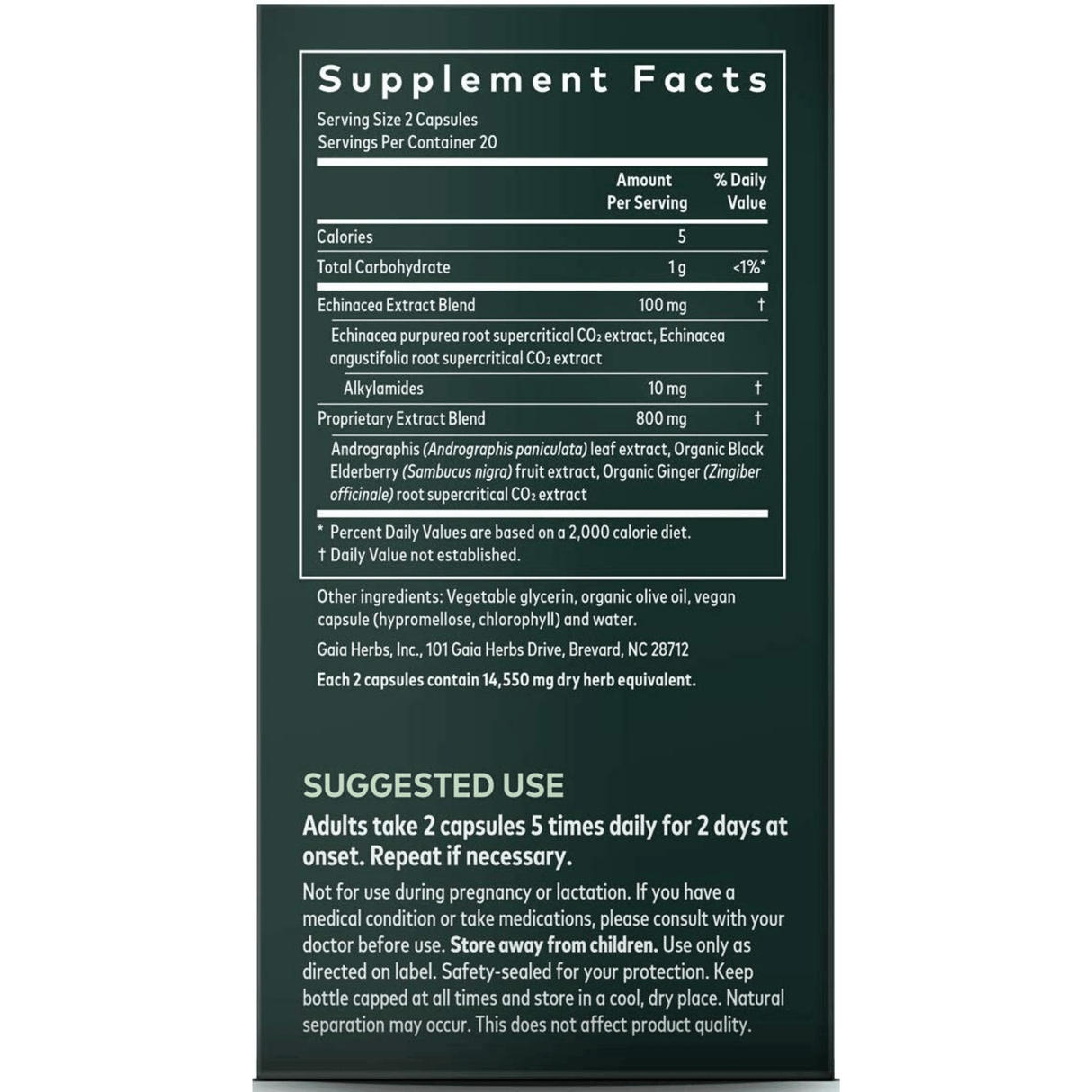 Gaia Herbs Quick Defense with Echinacea and Elderberry - Vegan Liquid PhytoCaps - Haz Tu Pedido