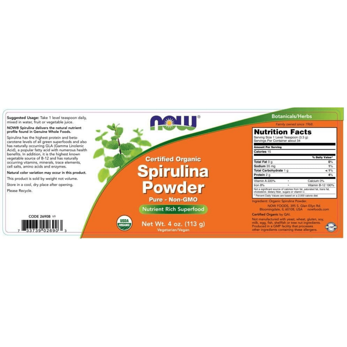 NOW Foods Spirulina Powder - Polvo - Haz Tu Pedido