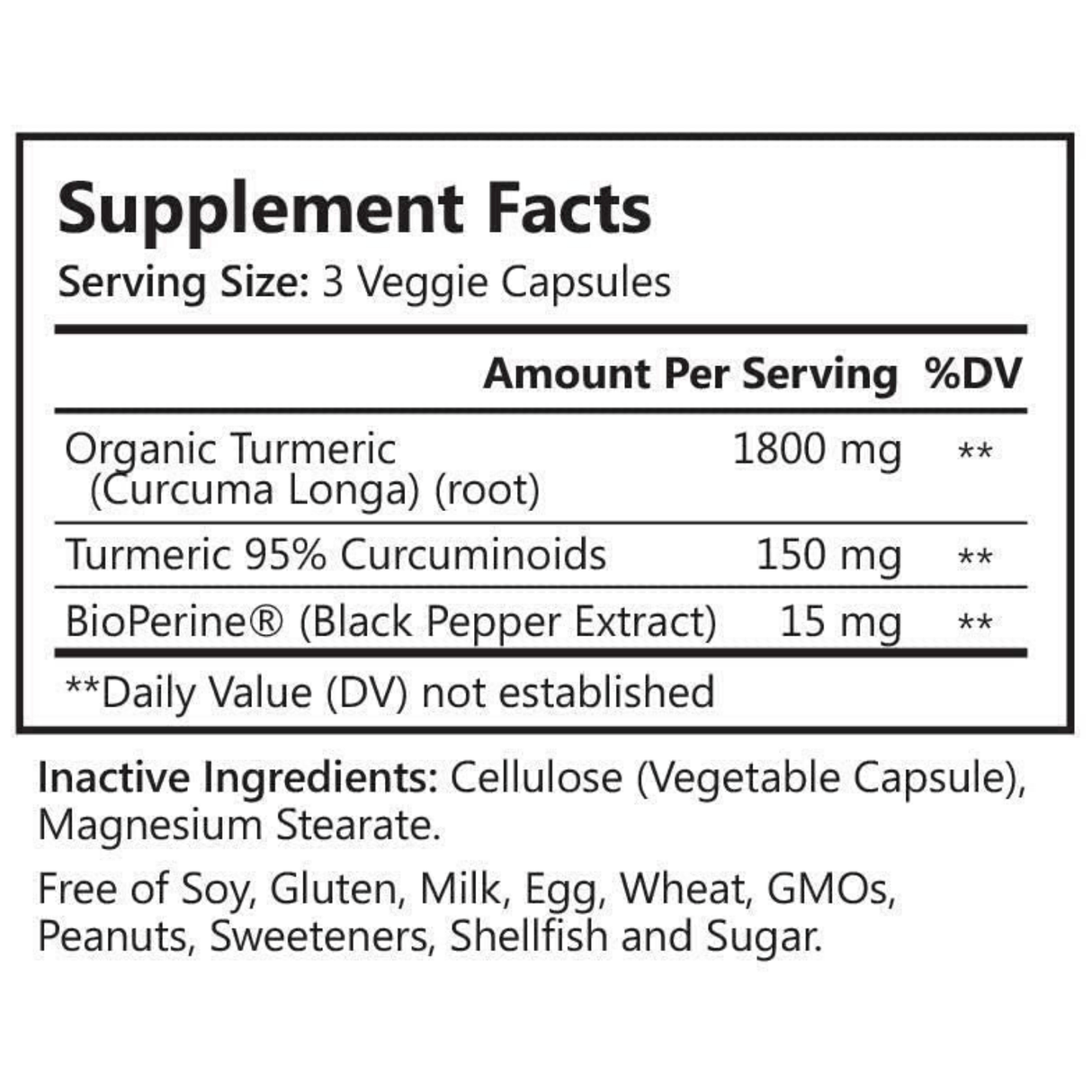 Cúrcuma con BioPerina y Pimienta negra - 180 Capsulas Vegetales - Haz Tu Pedido
