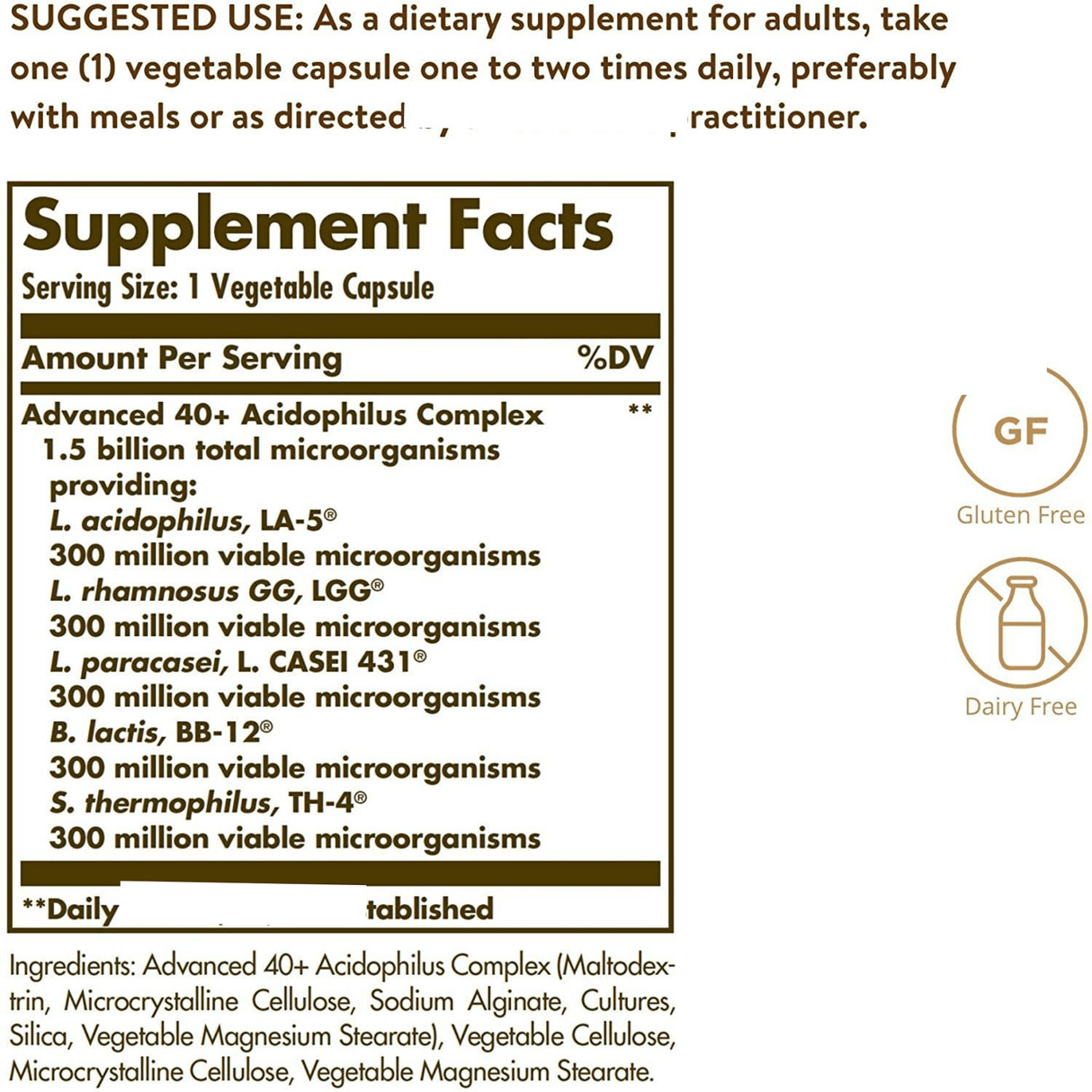 Solgar Advanced 40+ Acidophilus - Haz Tu Pedido