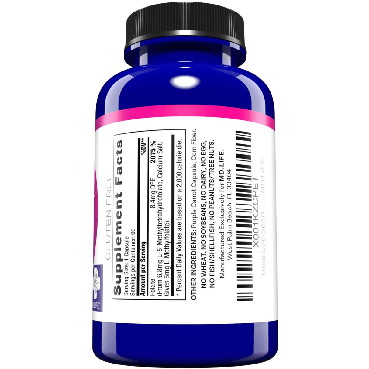 MD. Life L-Methylfolate Folate - 60 Cápsulas Vegetarianas - Haz Tu Pedido