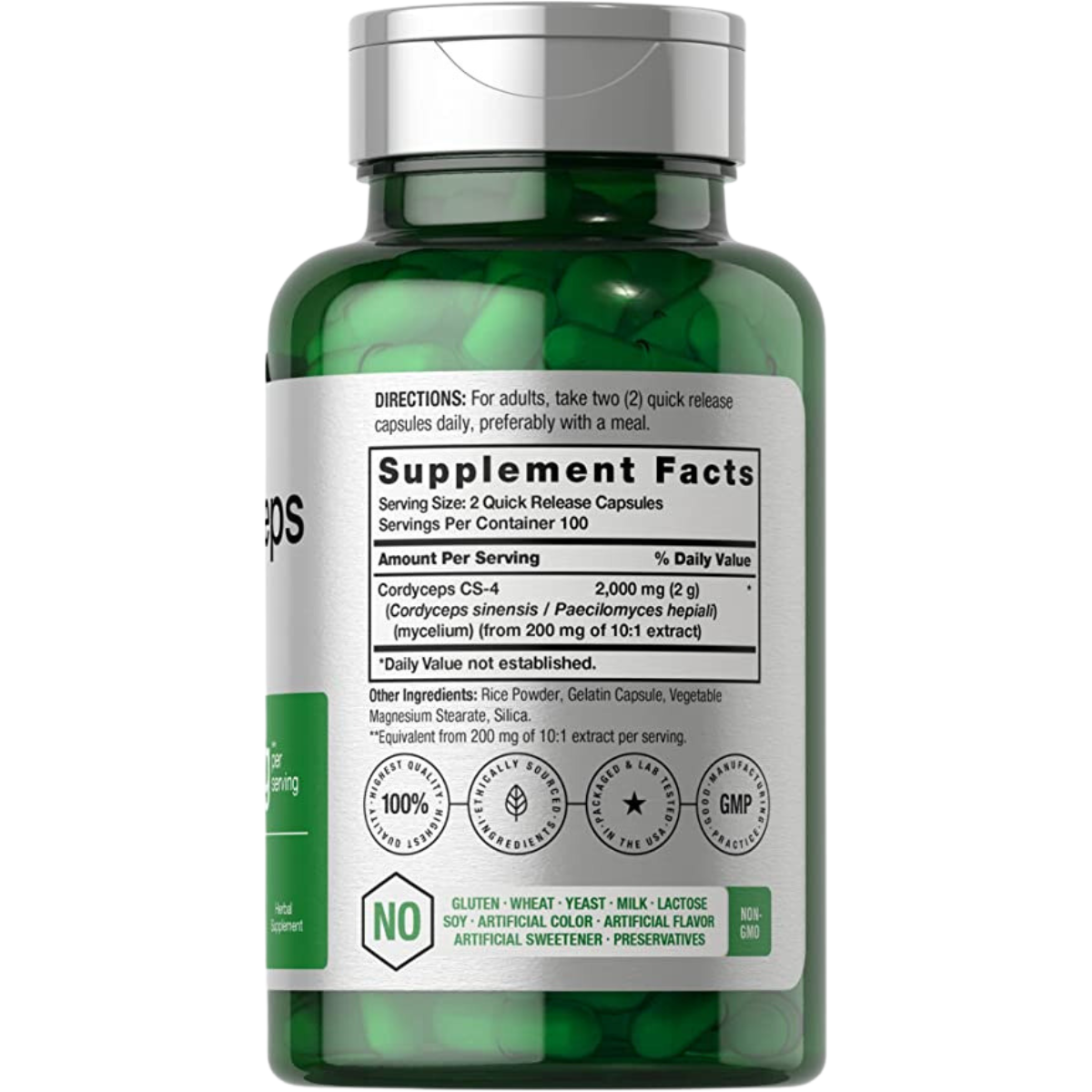 Horbäach Hongo Cordyceps 2000 mg - 200 Cápsulas - Tabla Nutricional - Haz Tu Pedido