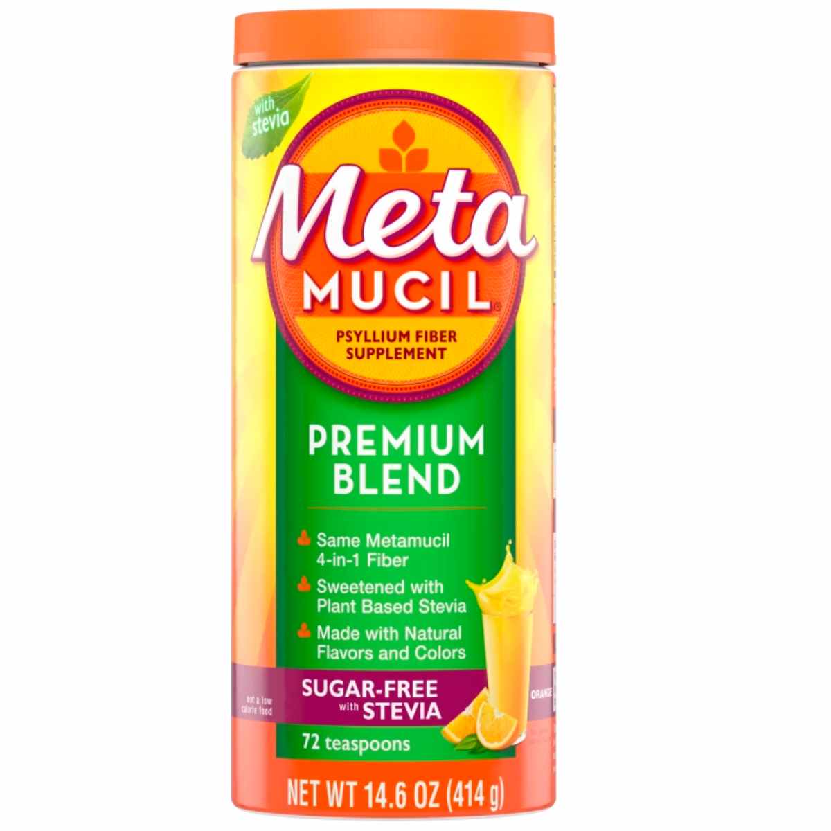 Metamucil Mezcla Premium Sin azúcar con Stevia - Naranja - Haz Tu Pedido