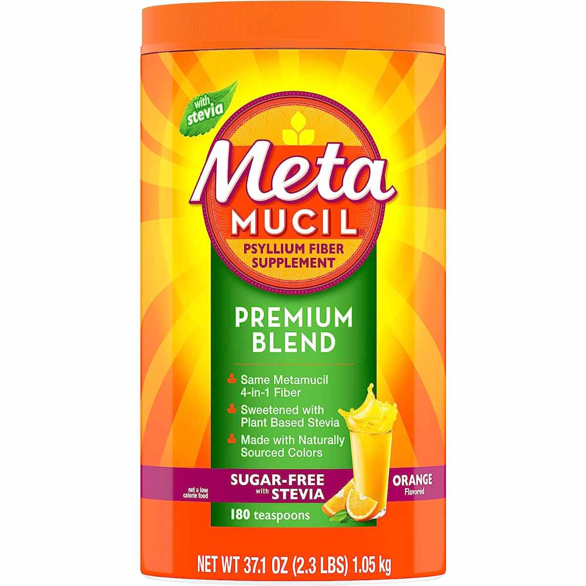 Metamucil Mezcla Premium Sin azúcar con Stevia - Naranja - Haz Tu Pedido