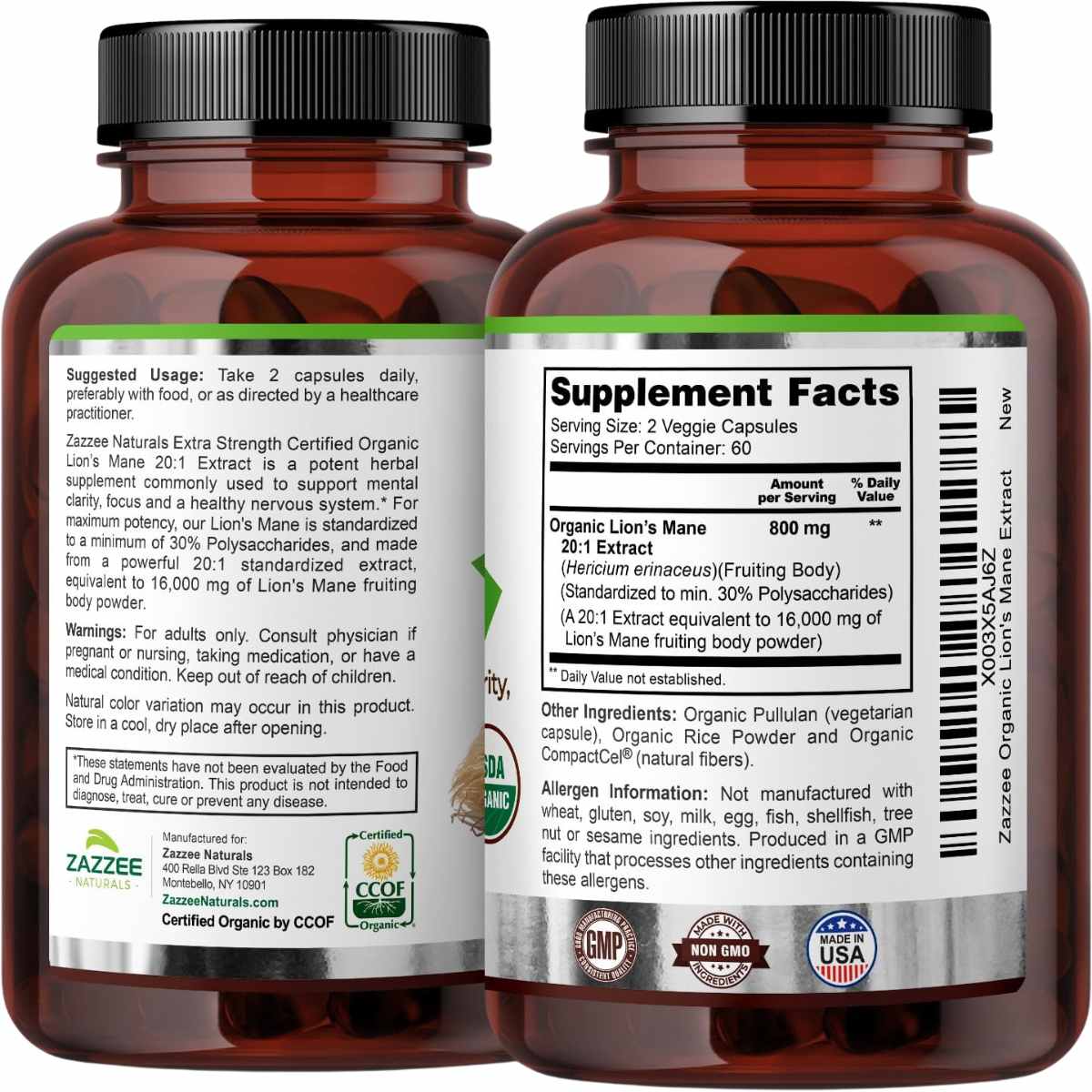 Hongo Melena de León 16,000 mg - 120 Cápsulas Vegetales - Haz Tu Pedido