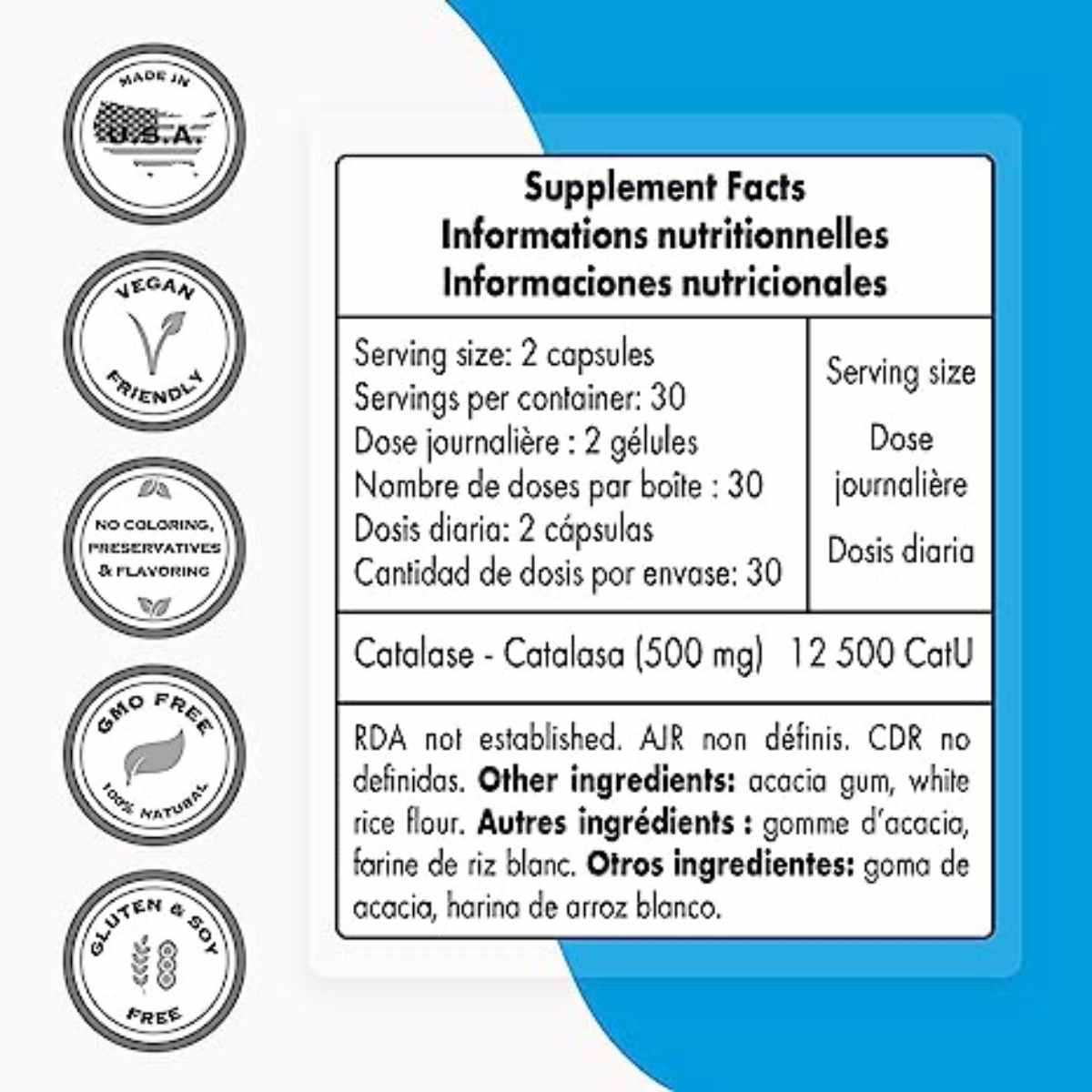 Catalase 500 mg - 60 Cápsulas Vegetarianas - Haz Tu Pedido