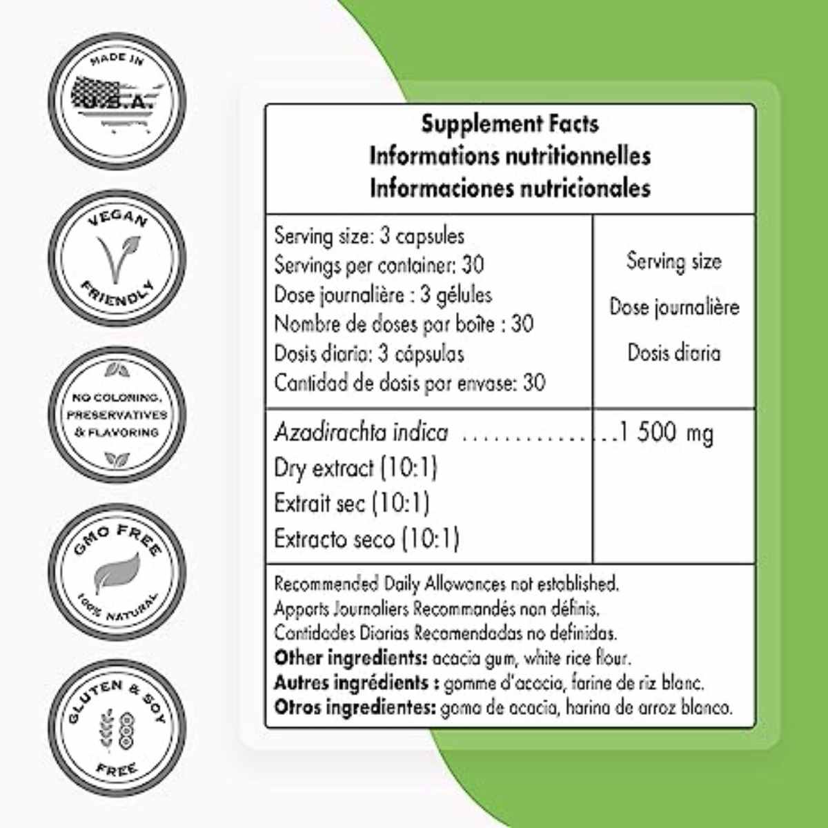 Extracto Neem 1500 mg - 90 Cápsulas Vegetarianas - Haz Tu Pedido