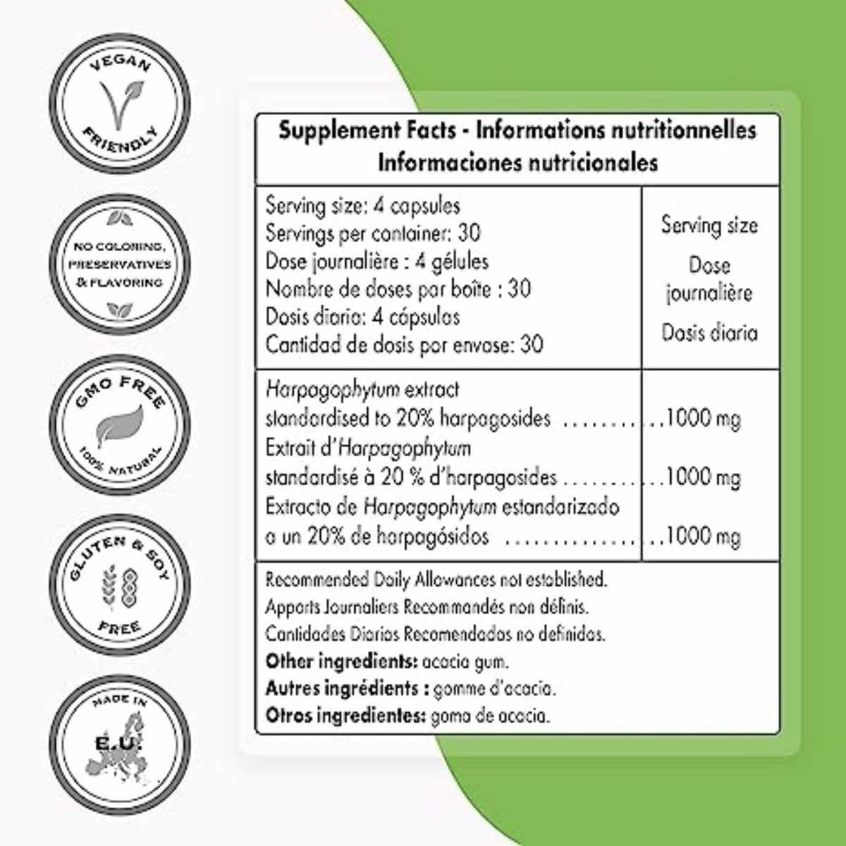 Extracto de Harpagofito 1000 mg - 120 Cápsulas Vegetariana - Haz Tu Pedido