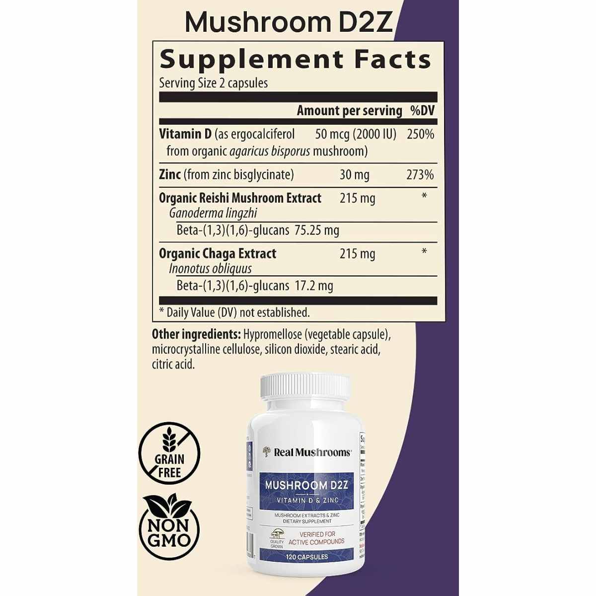 Complejo de Hongos con Vitamina D y Zinc - 120 Cápsulas - Haz Tu Pedido