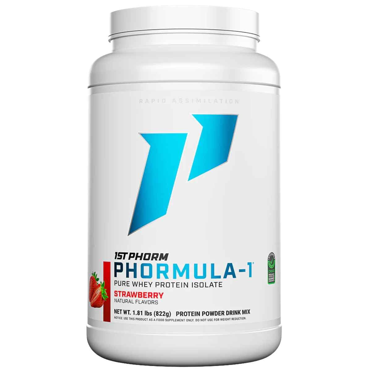 Frasco de suplemento 1st Phorm Aislado de Proteína de Suero Phormula-1 Fresa