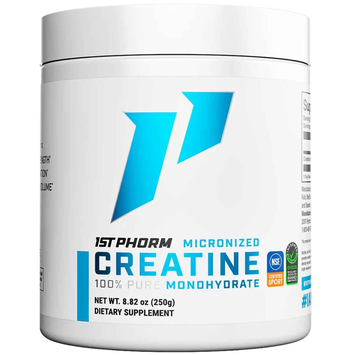 Frasco de suplemento 1st Phorm Monohidrato de Creatina Micronizada 8.82 oz