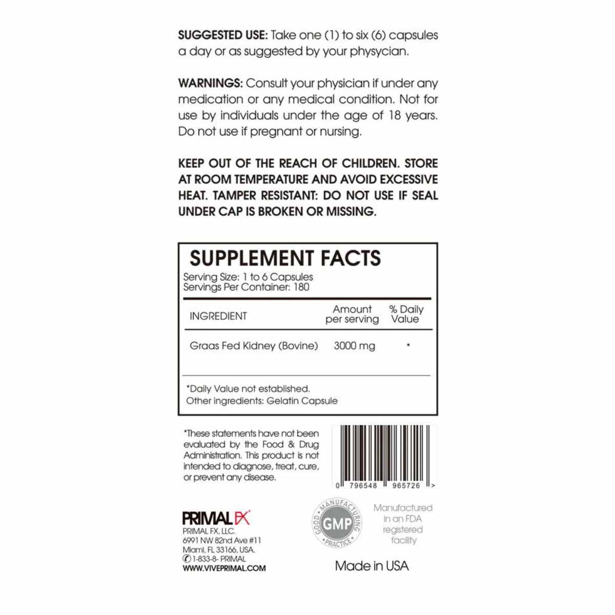 KIDNEY - 3000 mg - 180 Cápsulas - Haz Tu Pedido