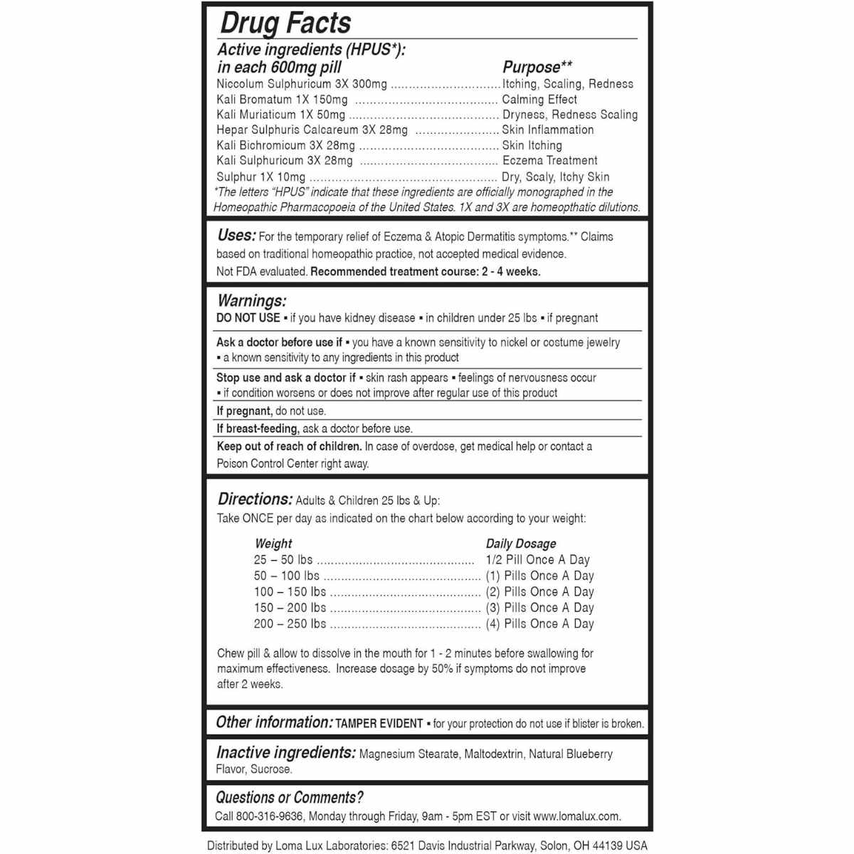 Formula para el Eccema - 60 Píldoras - Haz Tu Pedido