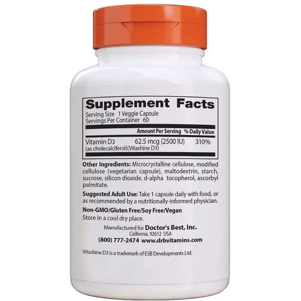 Doctor’s Best Vegan D3 - 60 Cápsulas Veganas - Haz Tu Pedido