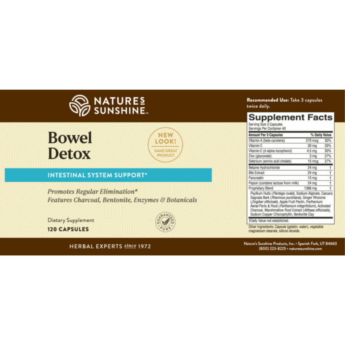 Nature's Sunshine Bowel Detox - 120 Cápsulas - Haz Tu Pedido