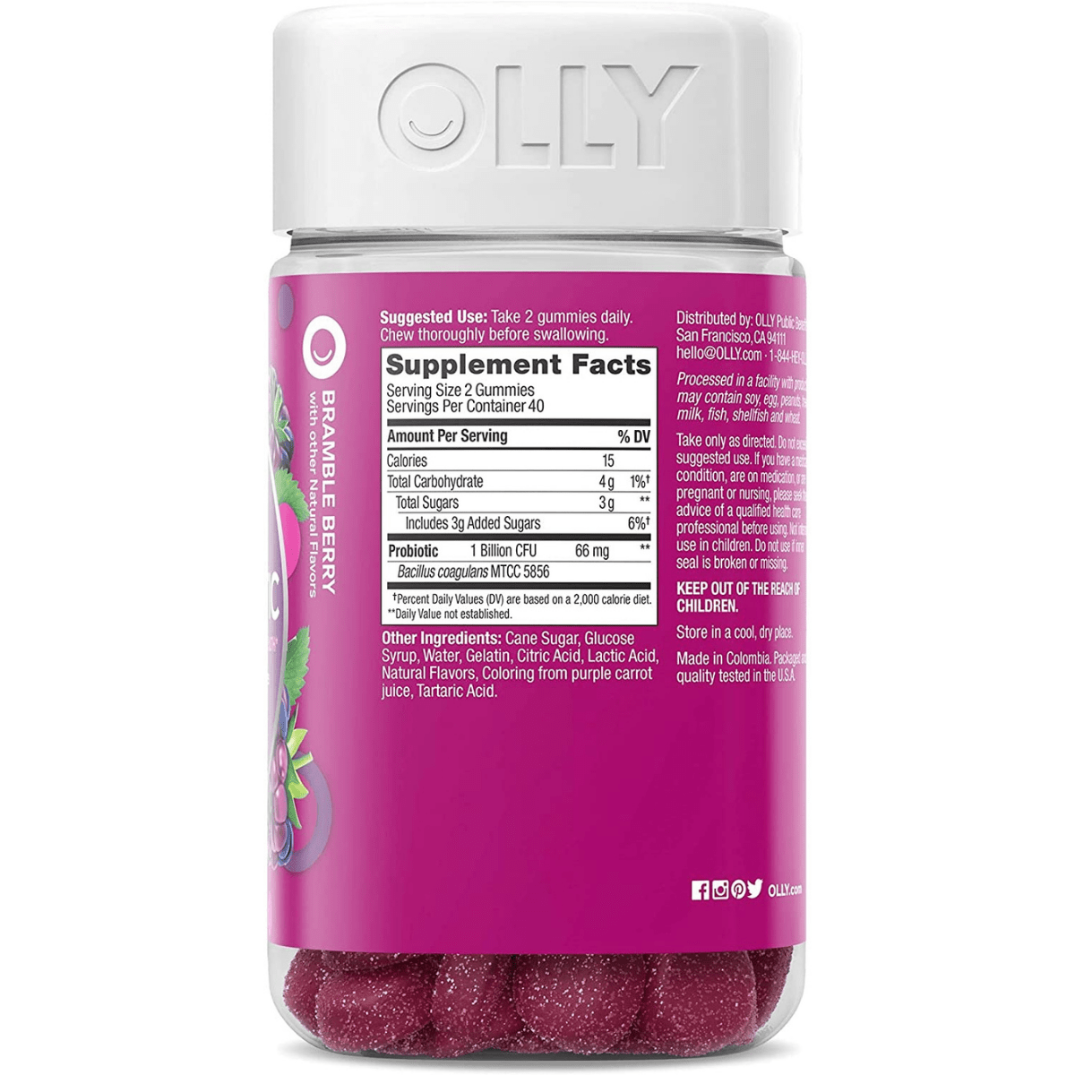 OLLY Probiotic and Digestive Support - Bayas - 80 Gomitas - Haz Tu Pedido