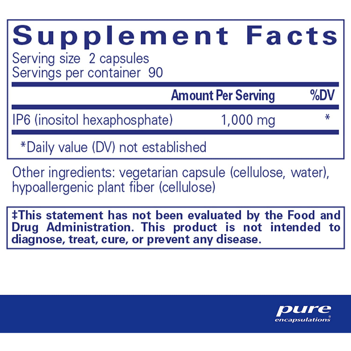 Pure Encapsulations IP6 Inositol Hexaphosphate - 180 Cápsulas - Haz Tu Pedido