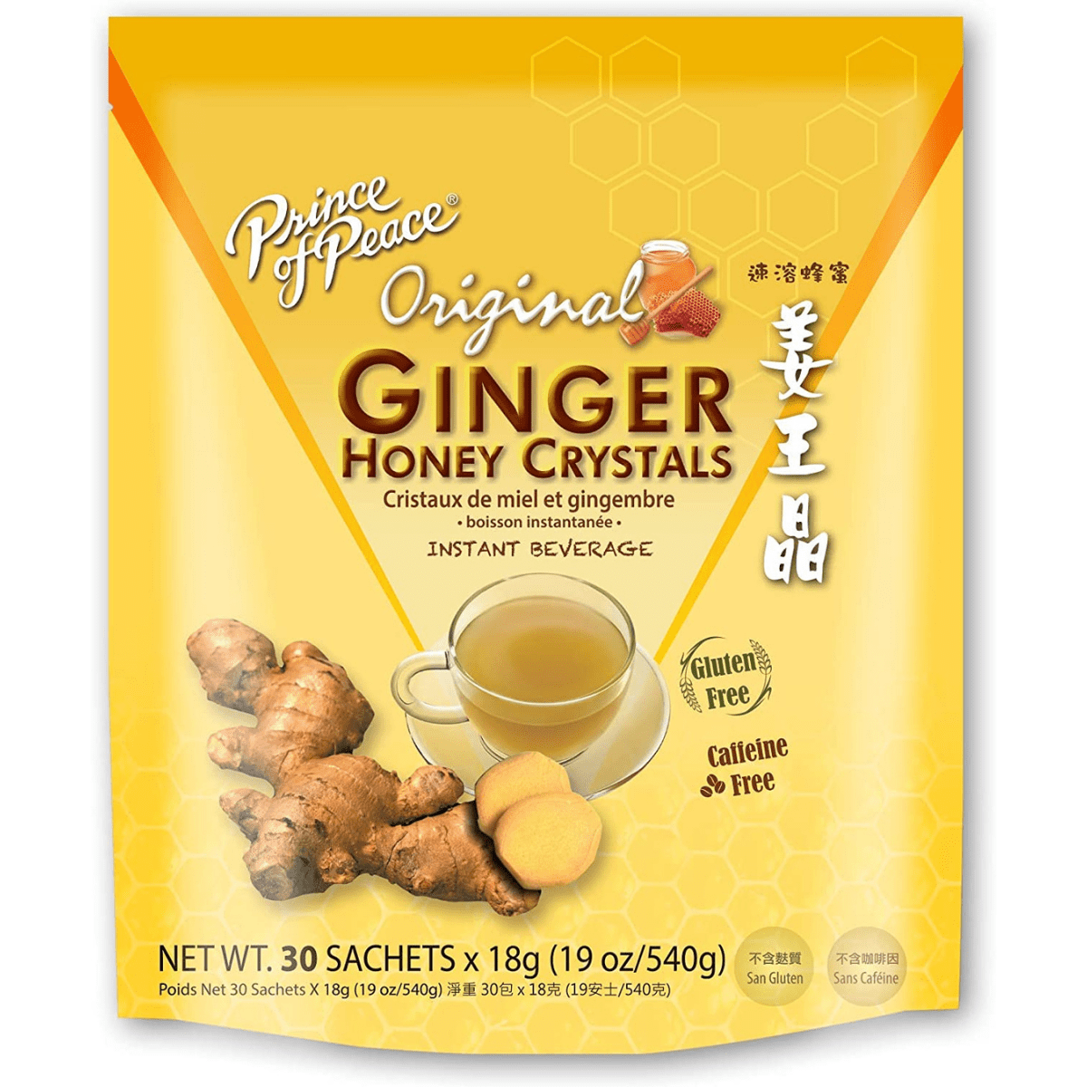 Prince Of Peace Instant Ginger Honey Crystals - 30 Sobres - Haz Tu Pedido