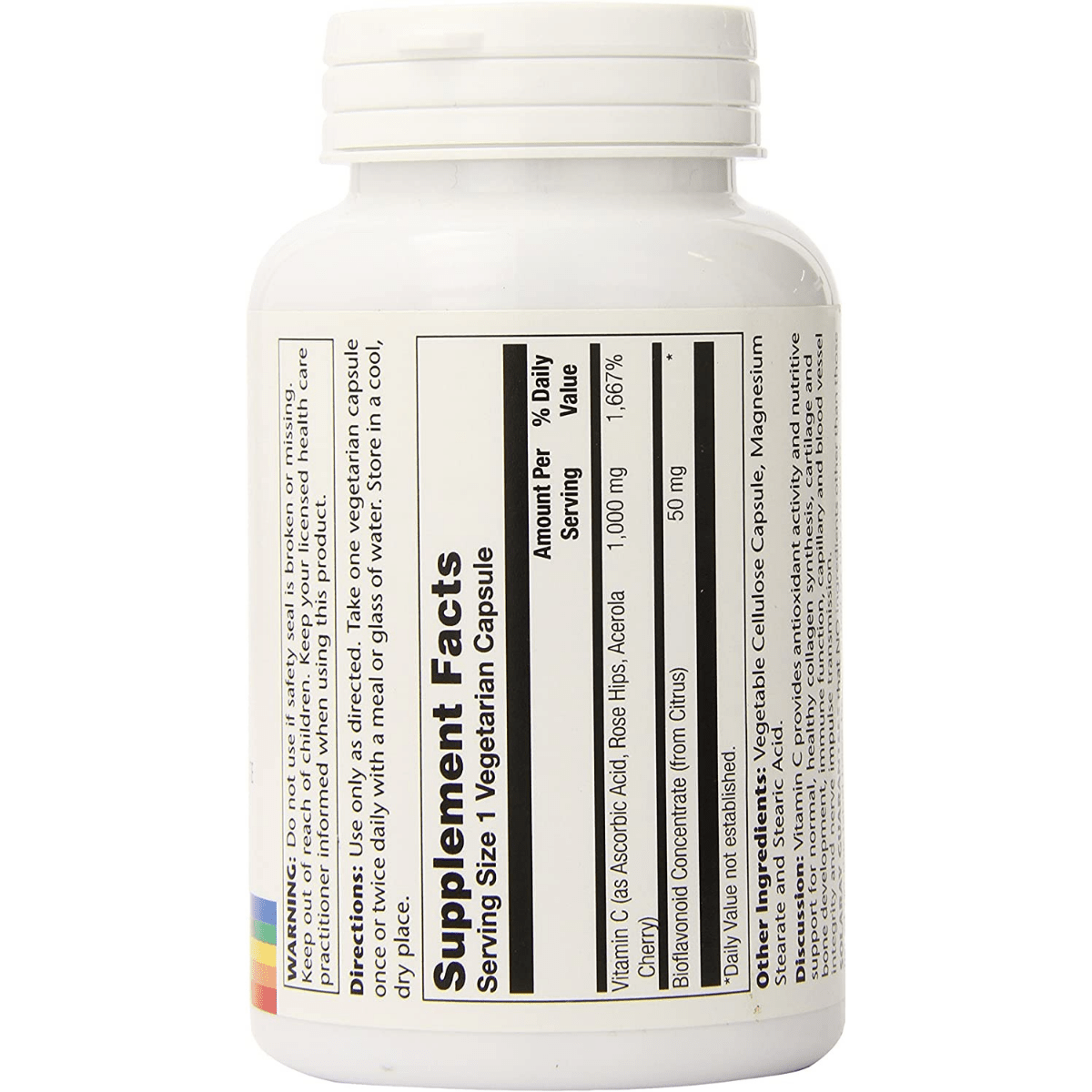 Solaray Vitamin C with Rose Hips - 100 Cápsulas Vegetarianas - Haz Tu Pedido